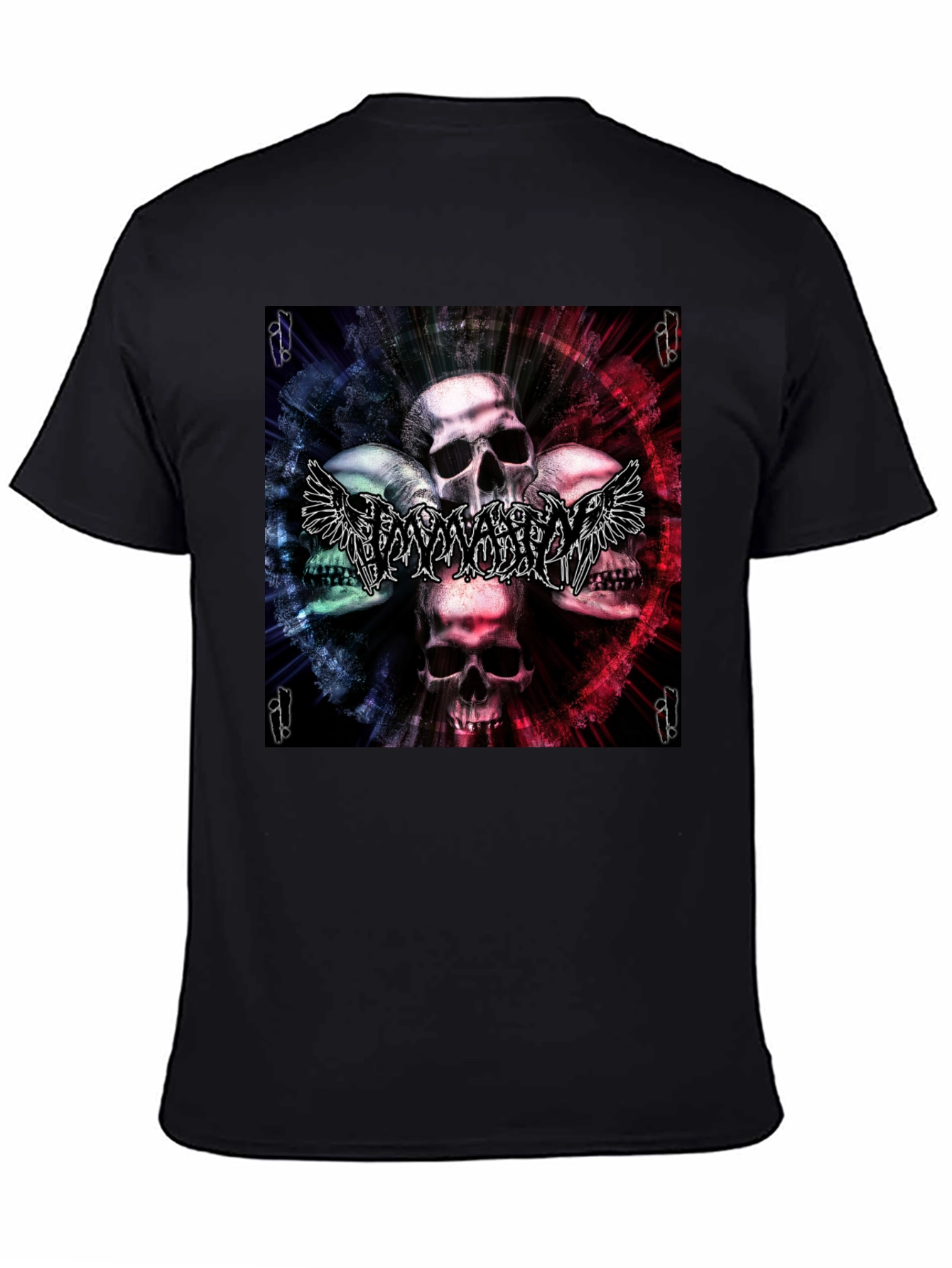 Black Skull & Wings Graphic T-Shirt - Black view 4