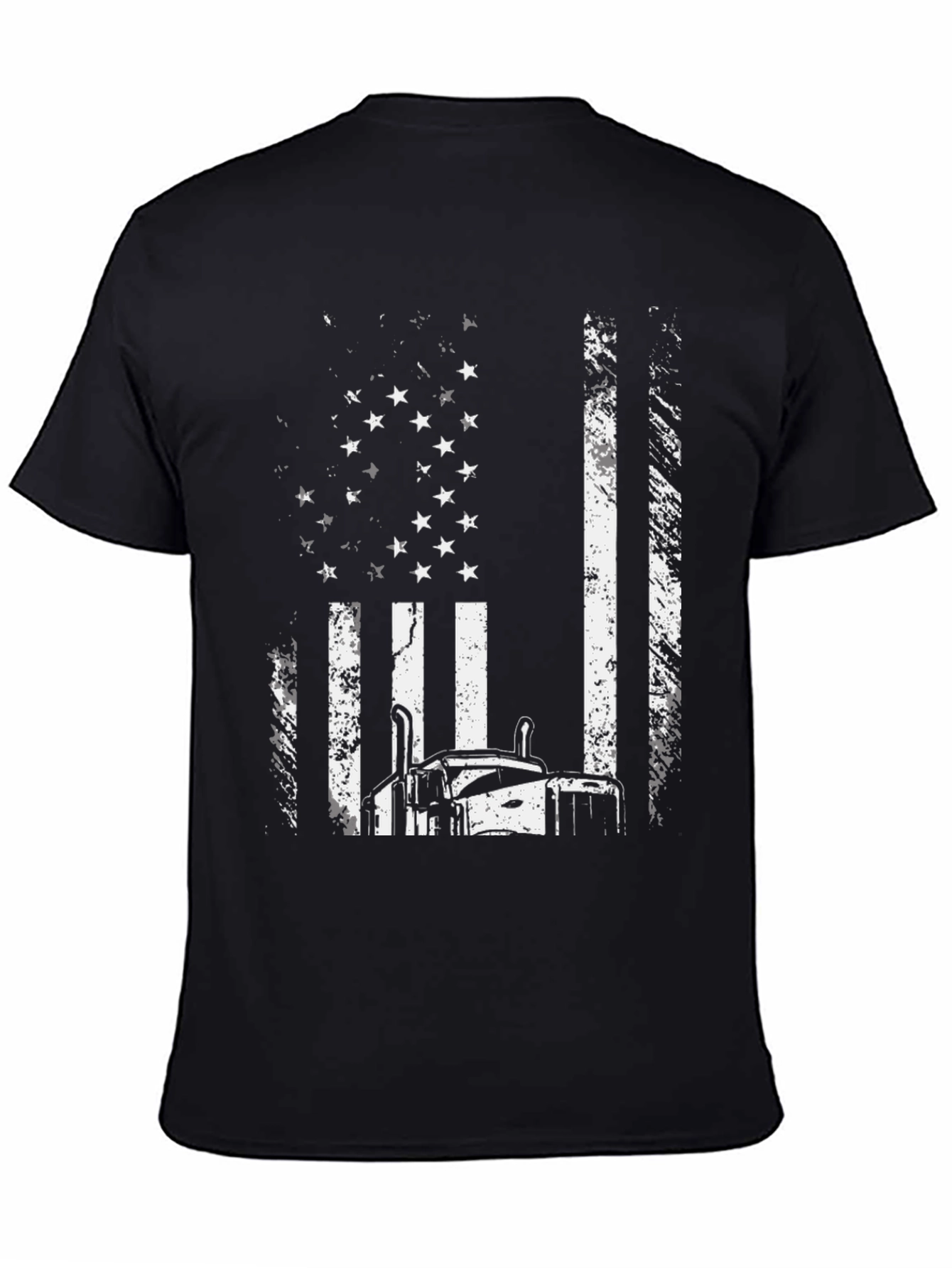 Black Trucker American Flag Graphic Tee - Black view 4