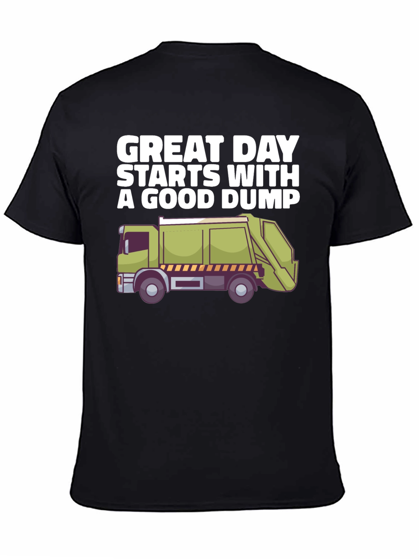 Black Funny Garbage Truck Graphic T-Shirt view 4