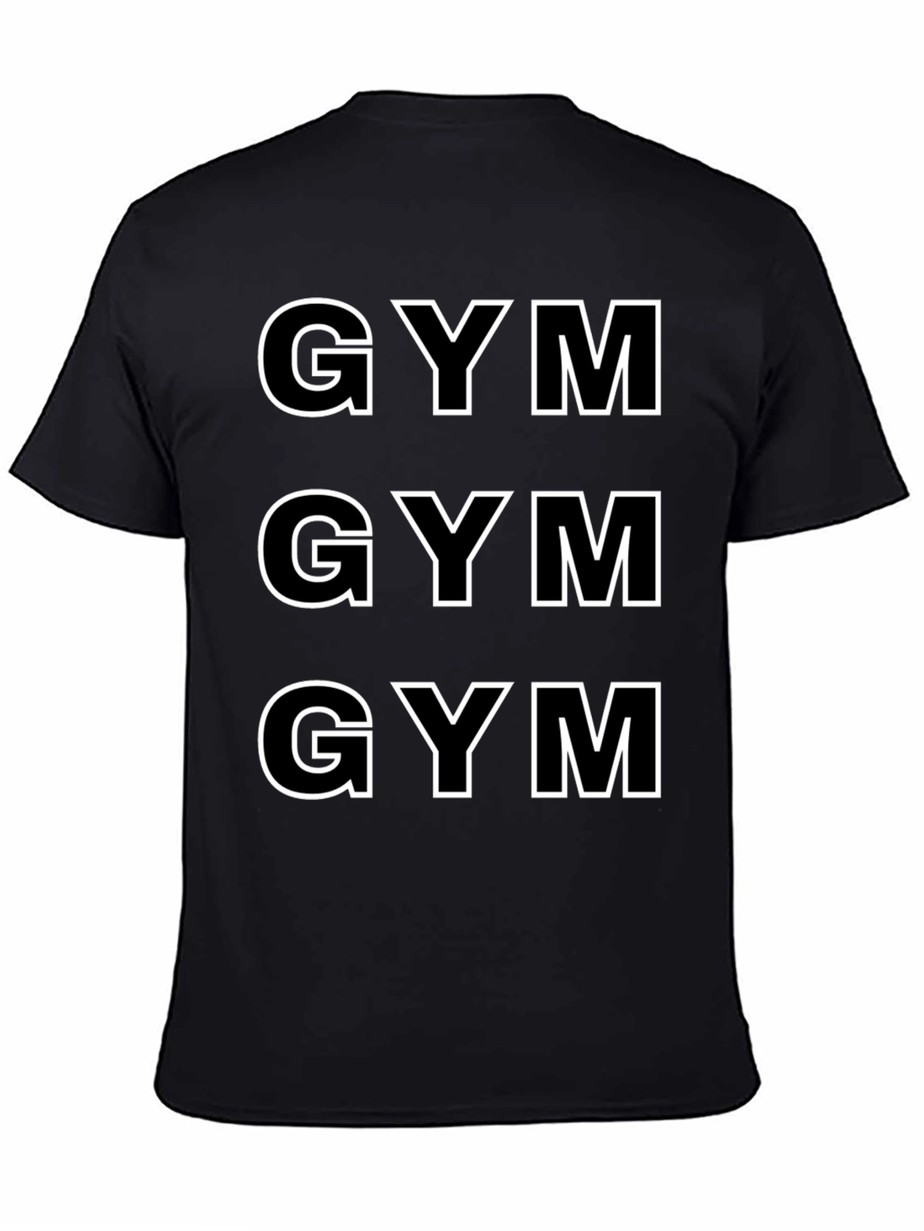 Black GYM Graphic Tee - Black Cotton Crew Neck T-Shirt view 4