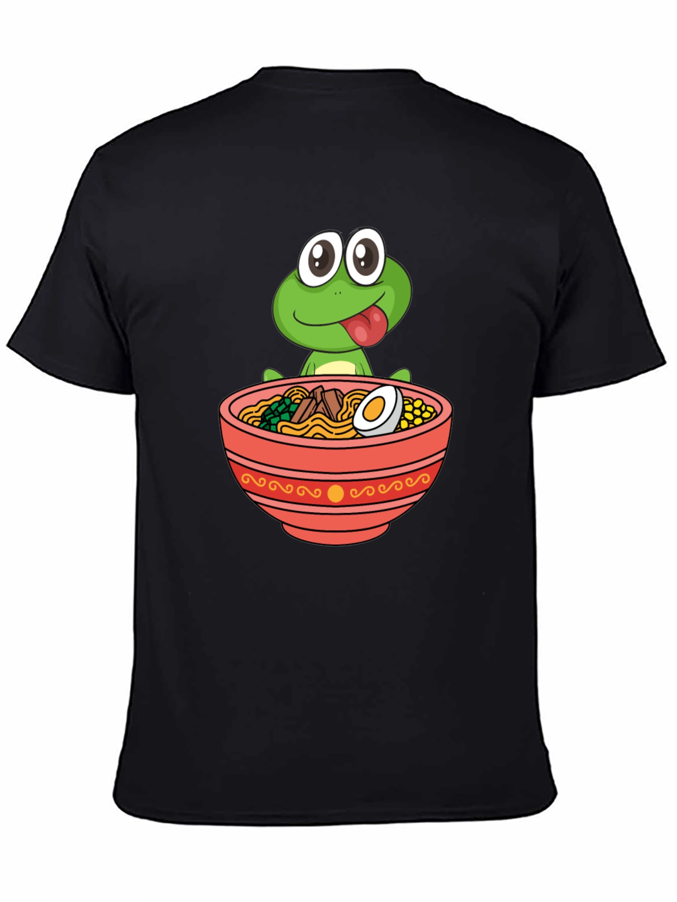 Black Frog Ramen Bowl Graphic Tee - Funny Unisex T-Shirt view 4