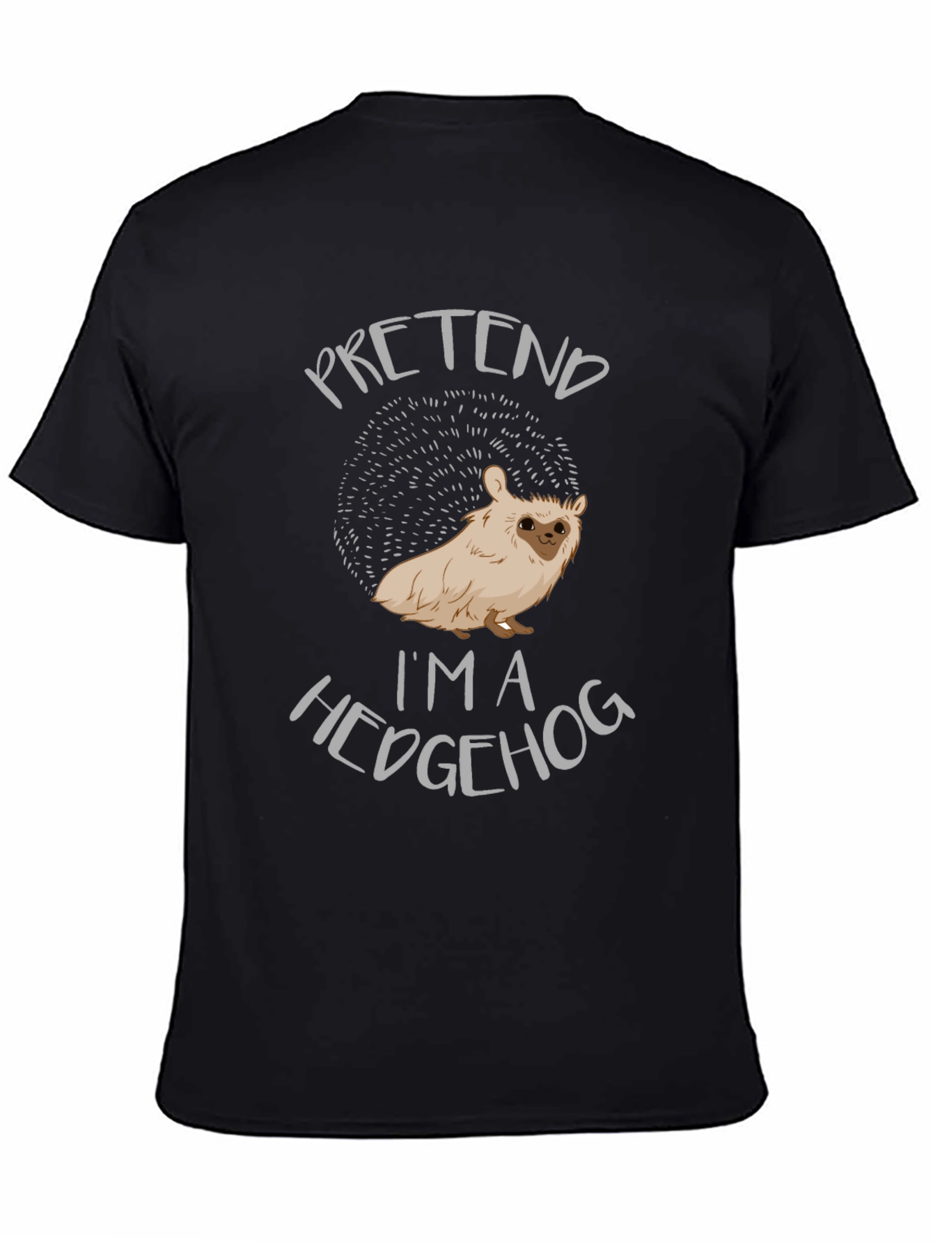 Black Pretend I'm A Hedgehog Novelty T-Shirt view 4