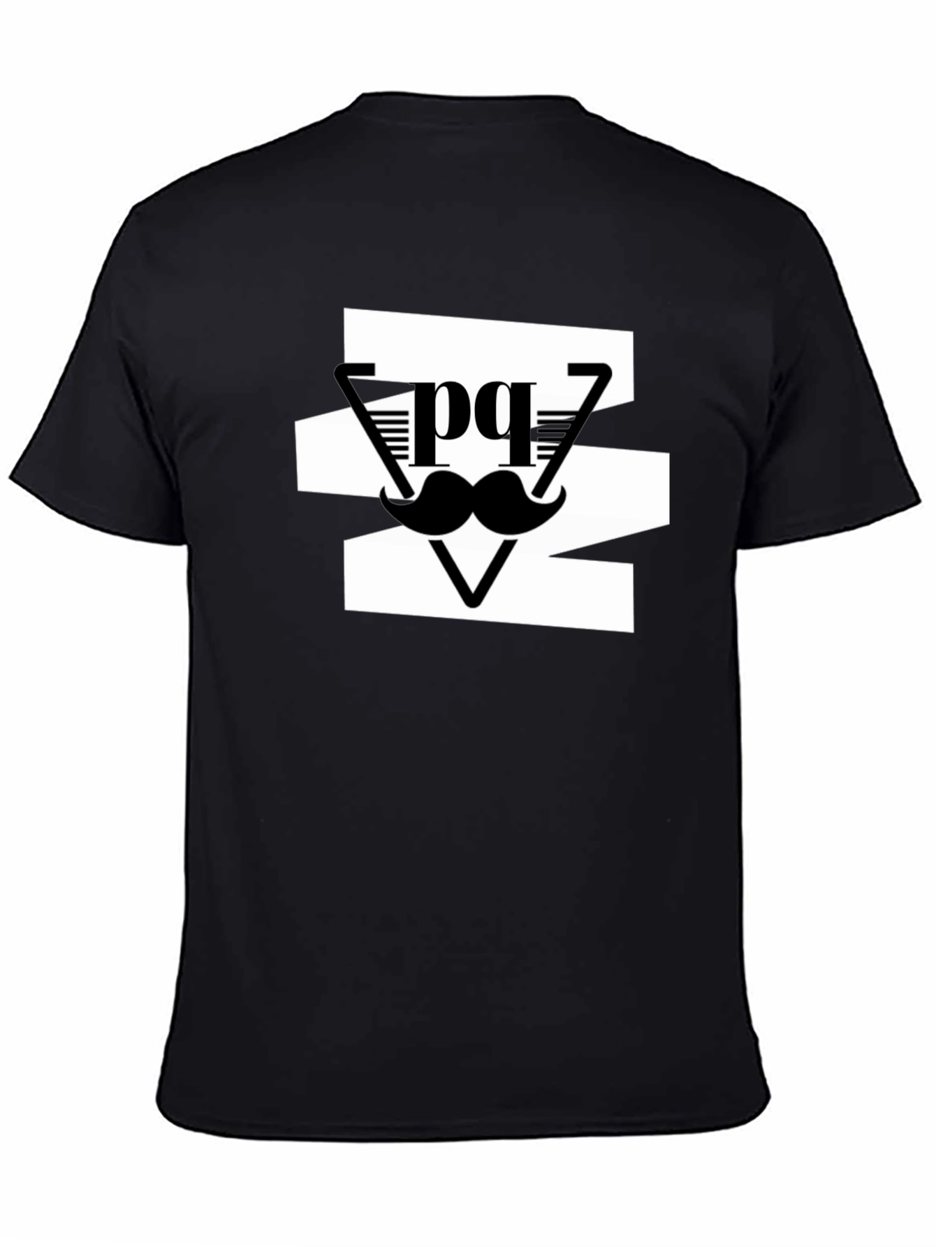 Black Stylish Men's Black Graphic Tee - Mustache Design view 4