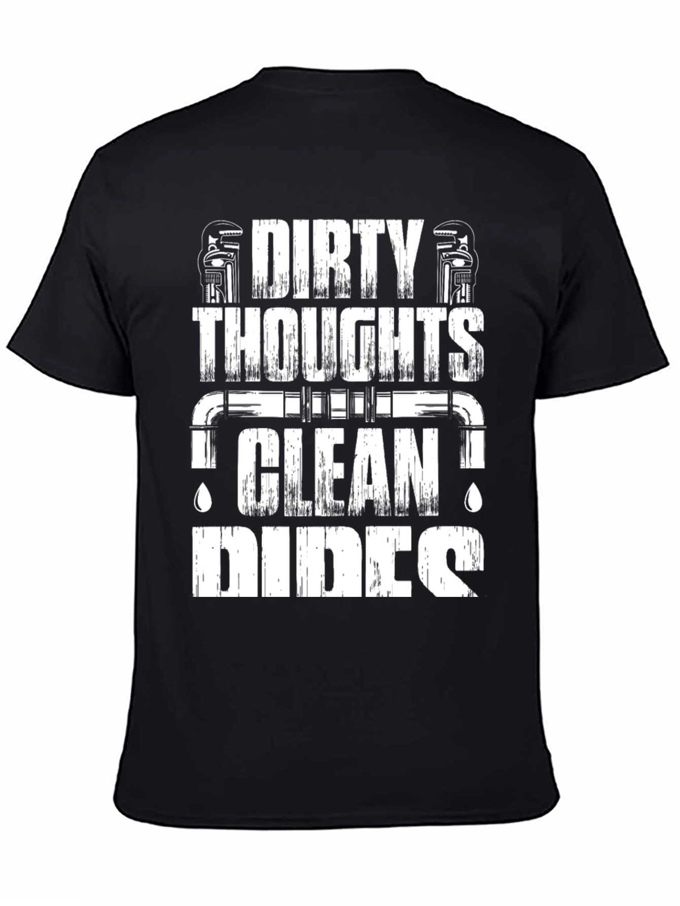 Black Dirty Thoughts Clean Pipes Graphic Tee view 4