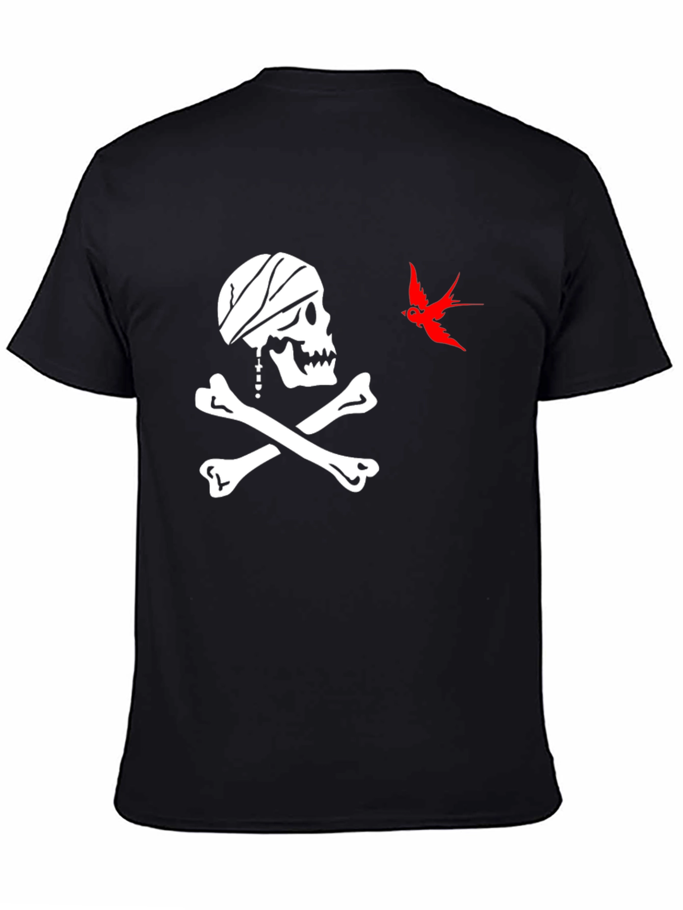 Black Pirate Skull & Sparrow T-Shirt - Black view 4