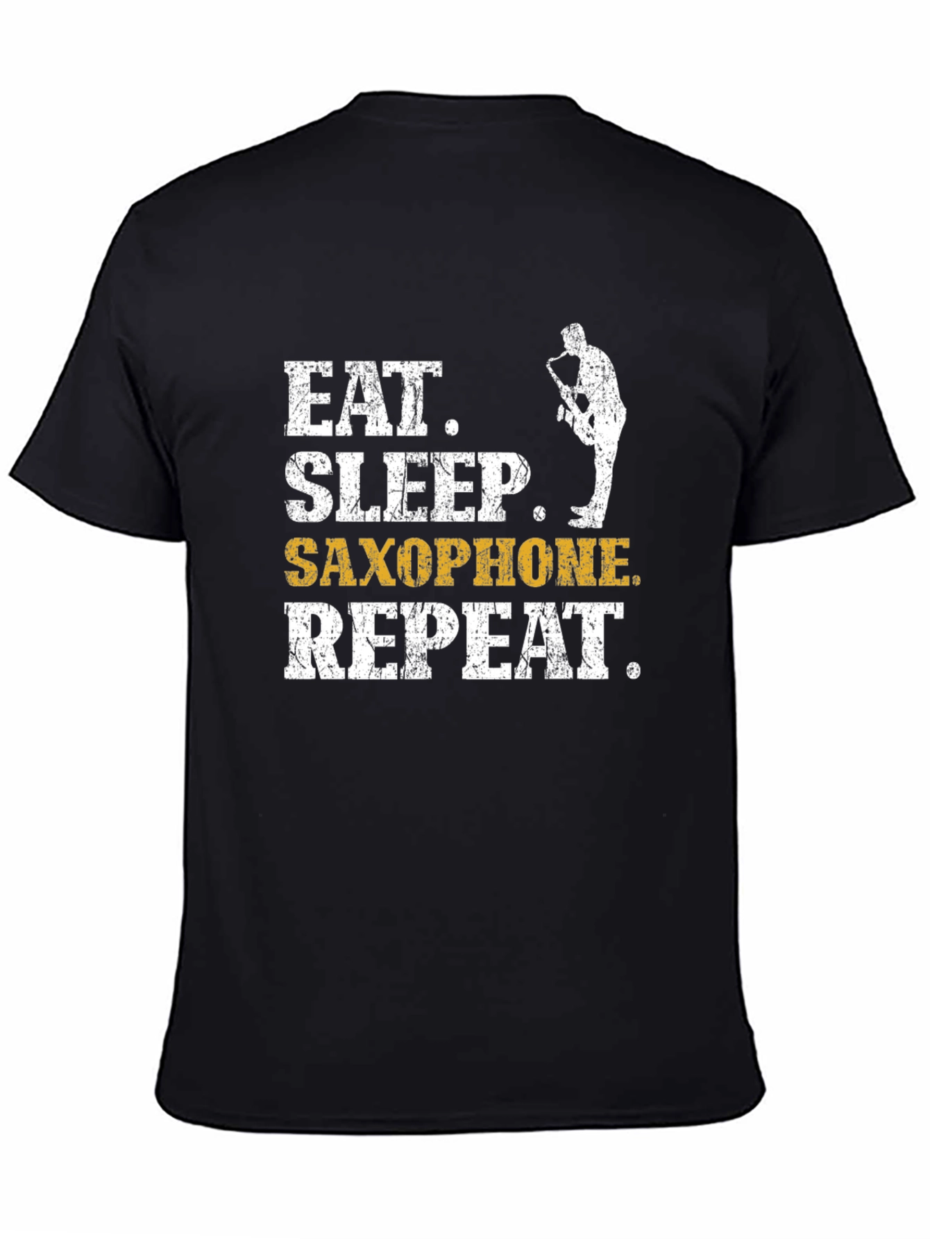 Black Eat Sleep Saxophone Repeat Black Graphic Tee view 4