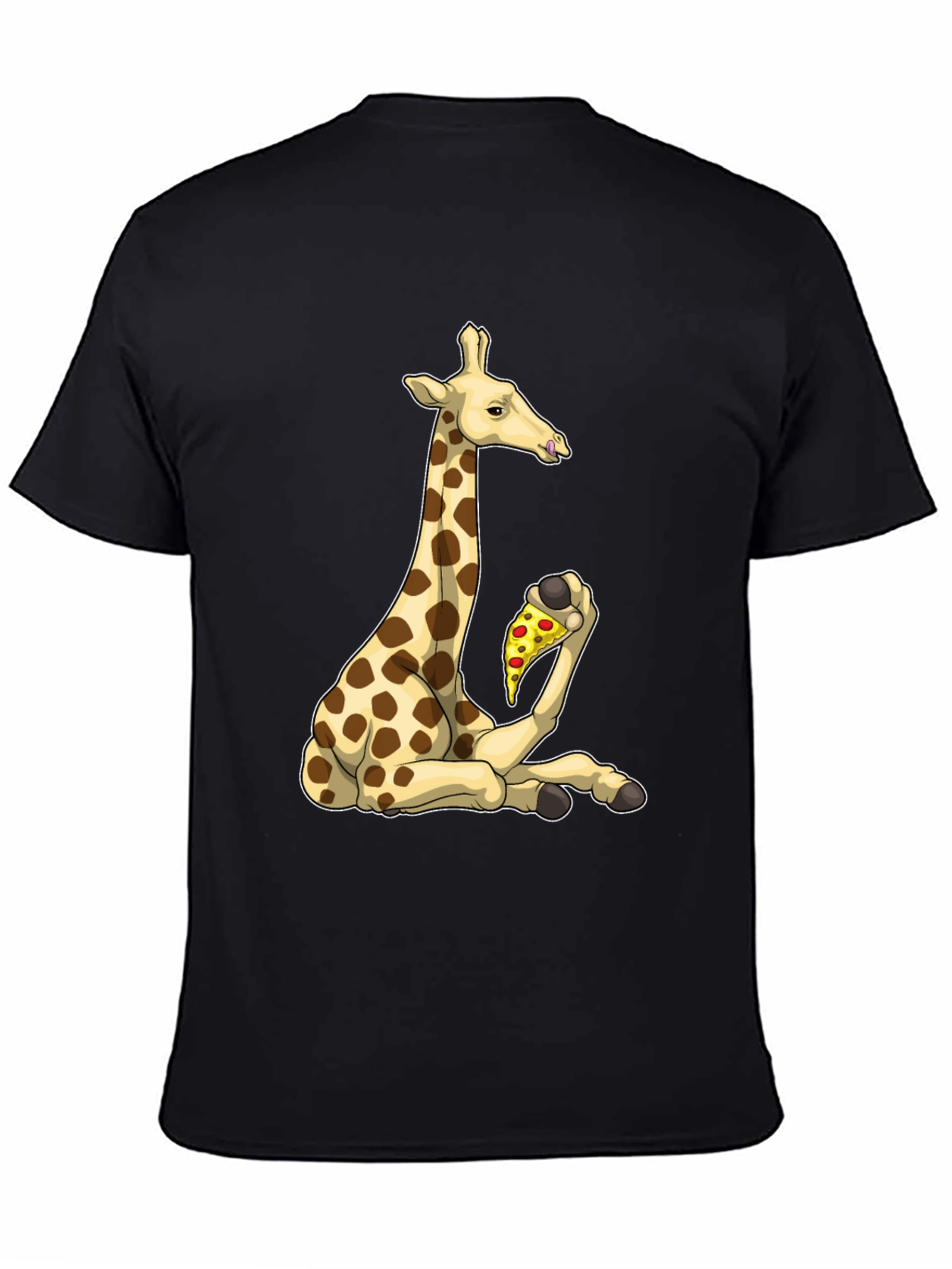 Black Giraffe Pizza T-Shirt - Unique Graphic Tee view 4