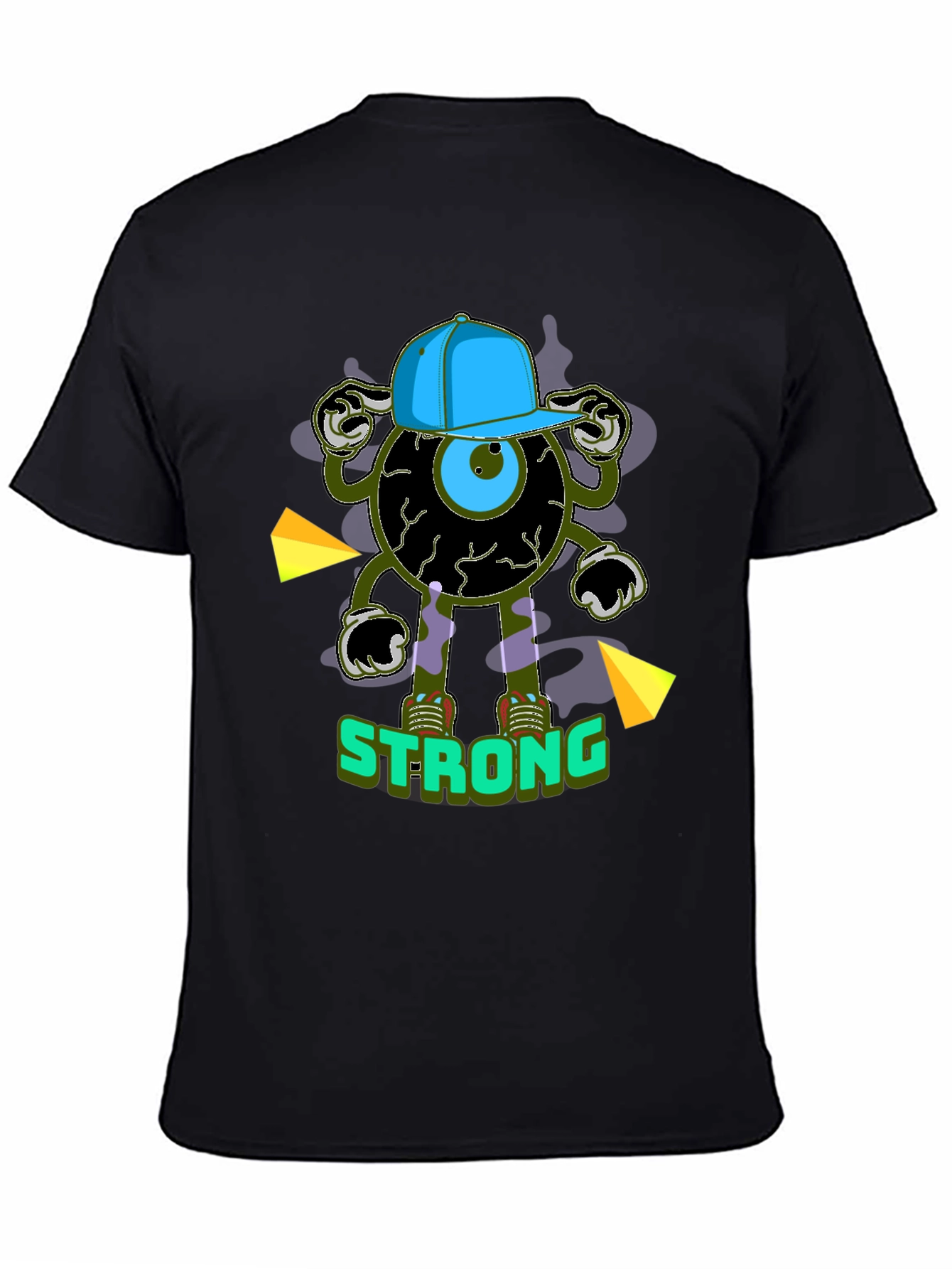Black Strong Eyeball Graphic Tee - Black Cotton view 4