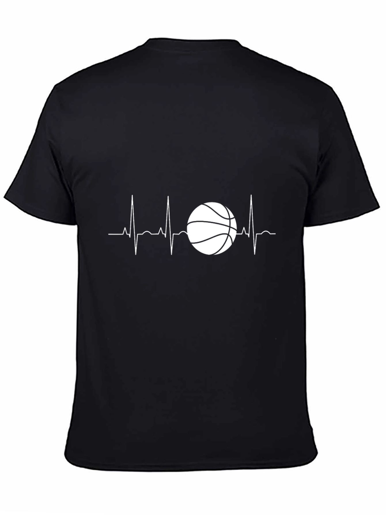 Black Basketball Heartbeat Graphic Tee - Black view 4