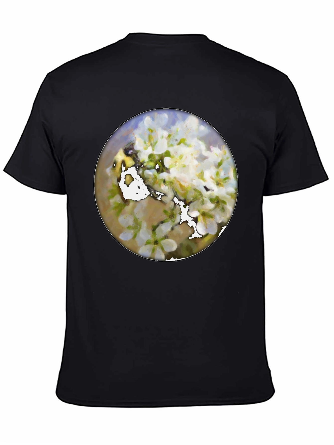 Black Floral Print Crew Neck T-Shirt - Black view 4