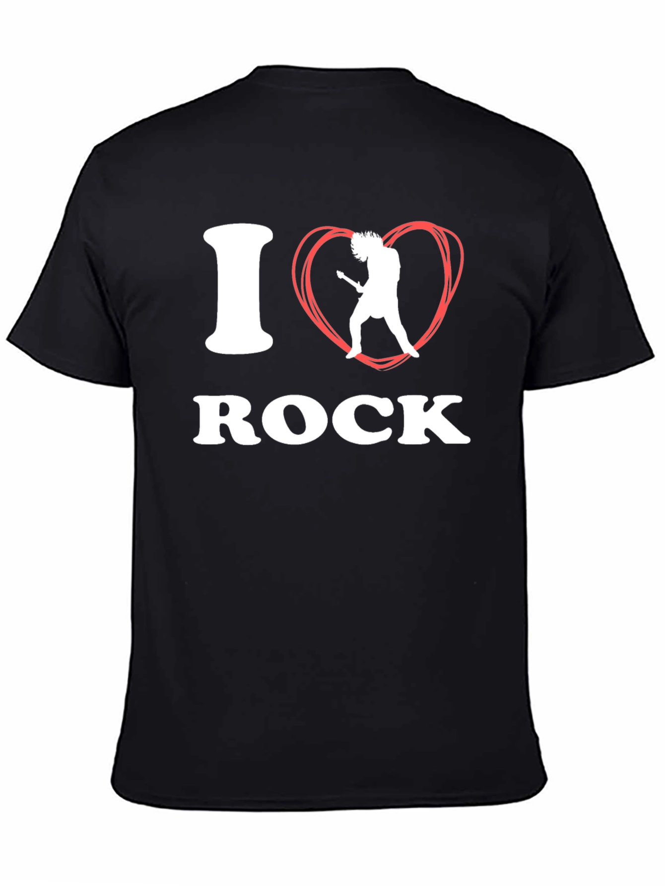 Black I Love Rock Music T-Shirt view 4