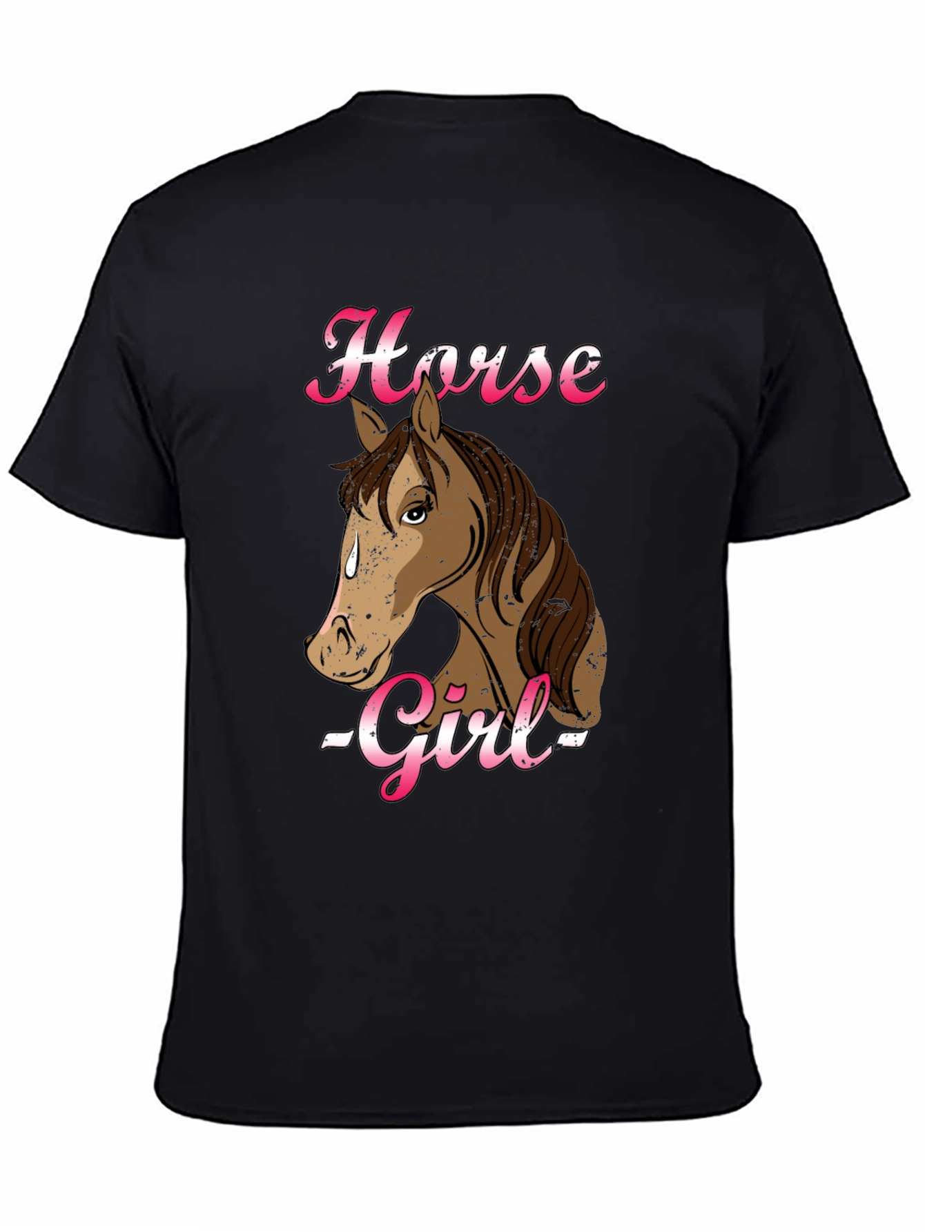 Black Horse Girl Graphic Tee - Black Cotton Shirt view 4