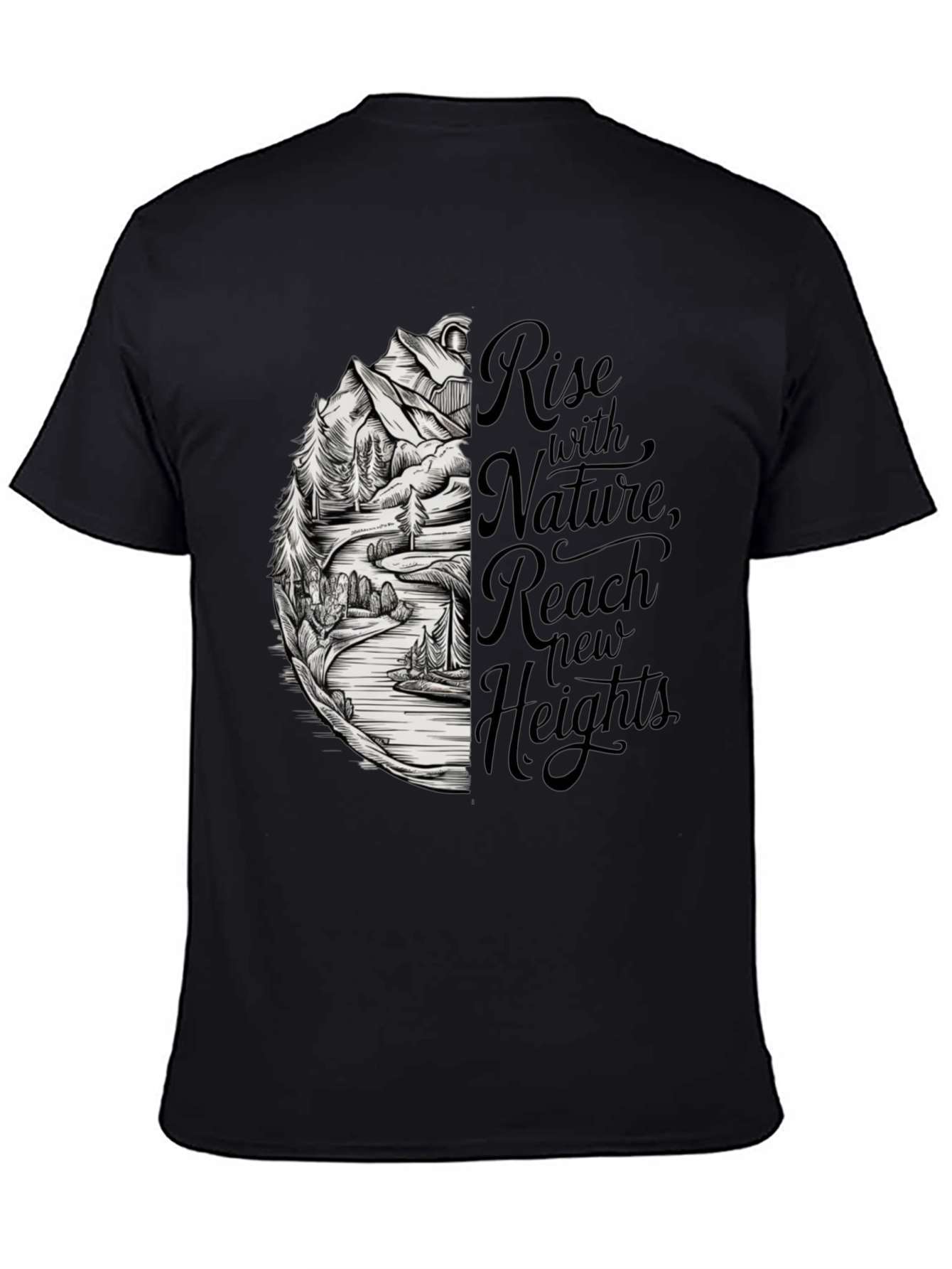 Black Nature Inspired T-Shirt - Rise with Nature view 4
