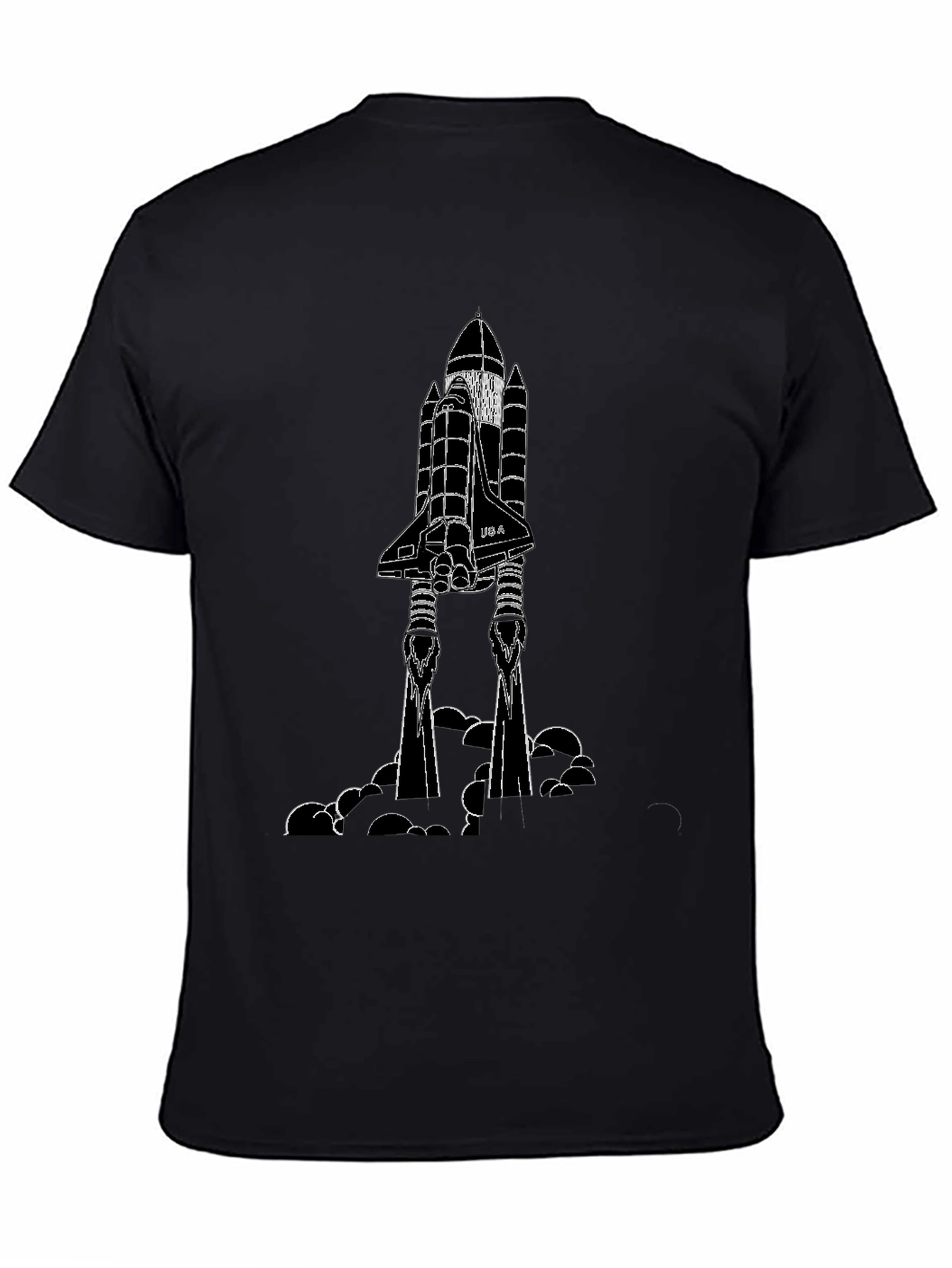 Black Space Shuttle Graphic Tee - Black Cotton Blend view 4