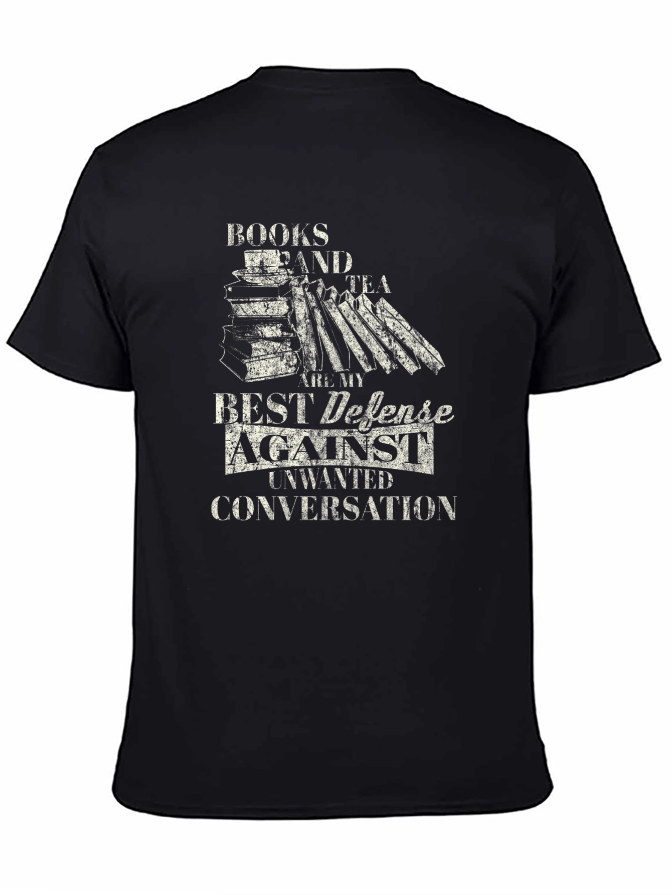 Black Books & Tea Defense T-Shirt - Introvert Apparel view 4