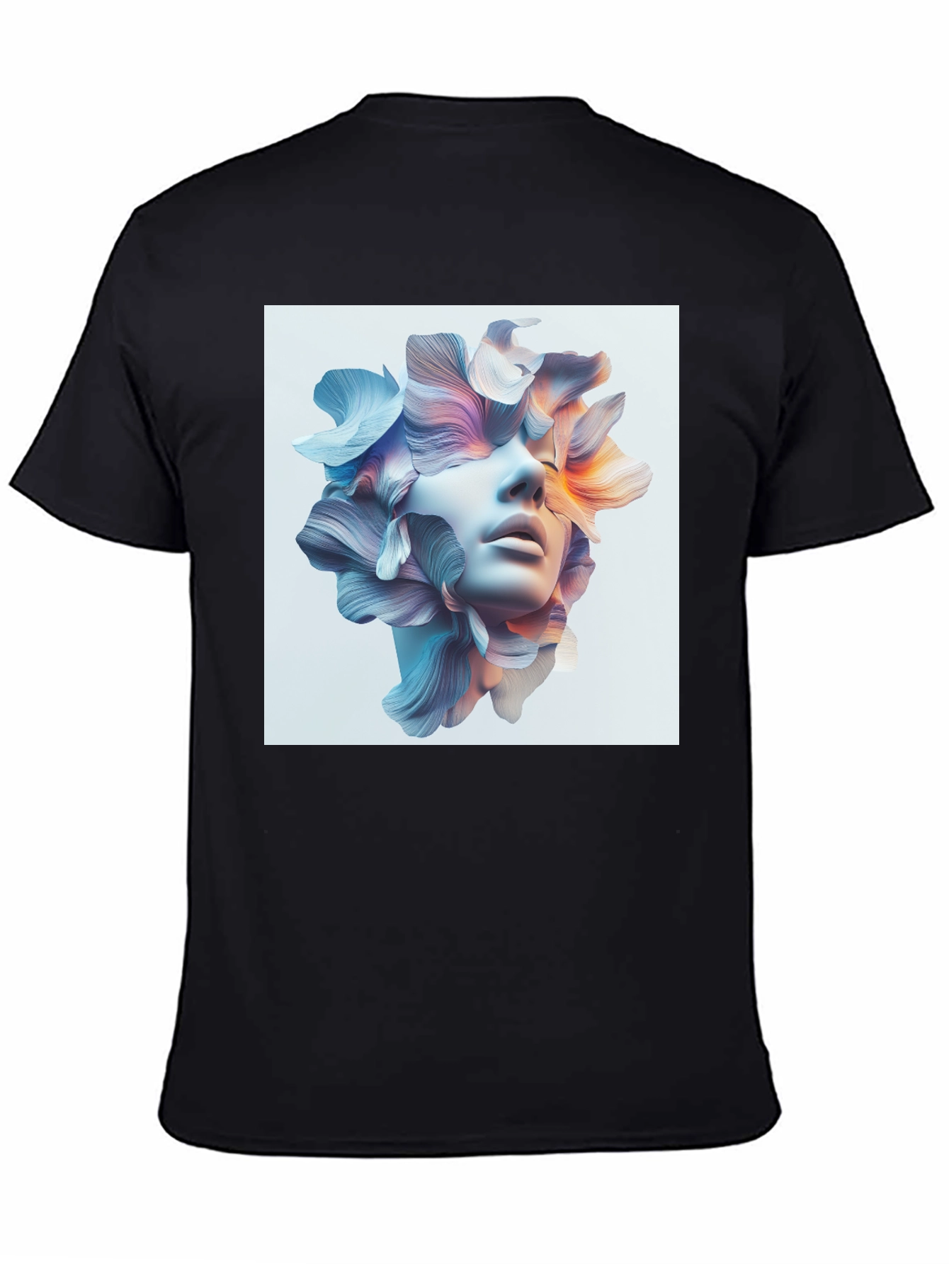 Black Floral Face Graphic Tee - Modern Art T-Shirt view 4