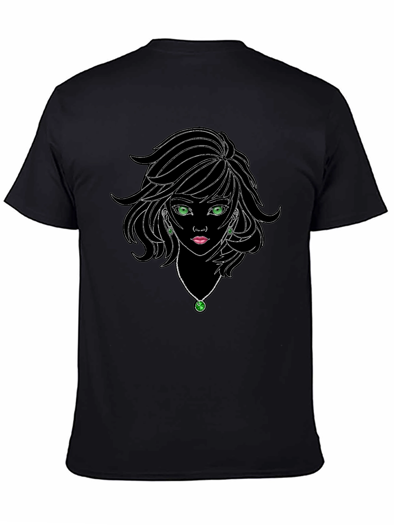 Black Black Graphic Tee - Anime Girl Design view 4