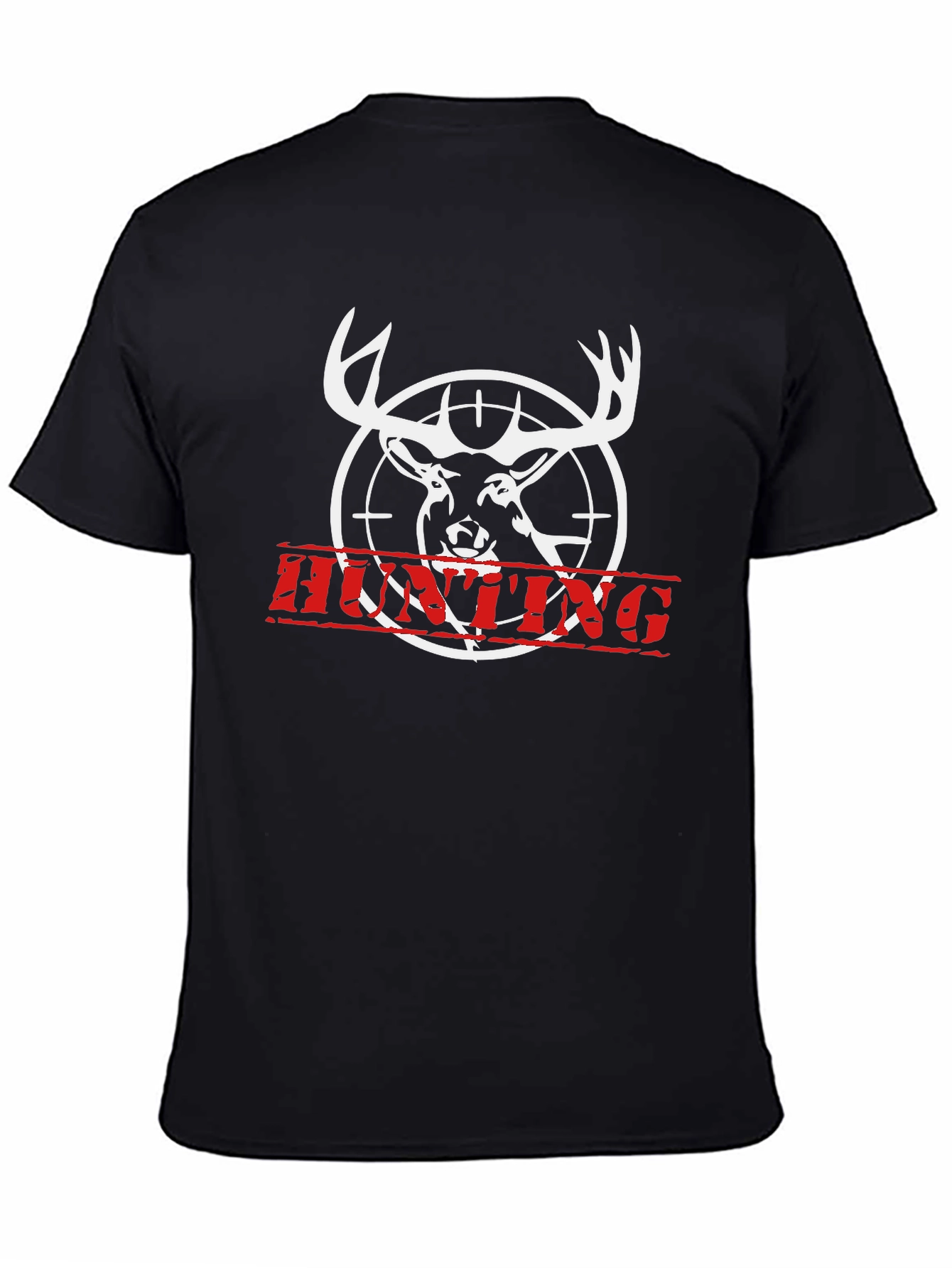 Black Hunting Deer T-Shirt - Black Cotton Tee view 4