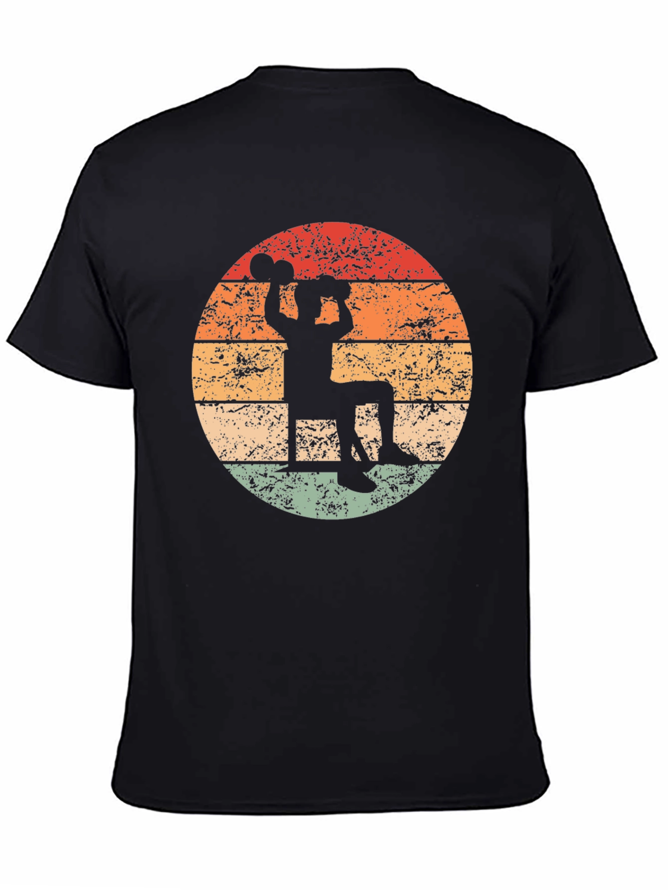 Black Retro Weightlifter T-Shirt - Vintage Gym Design view 4