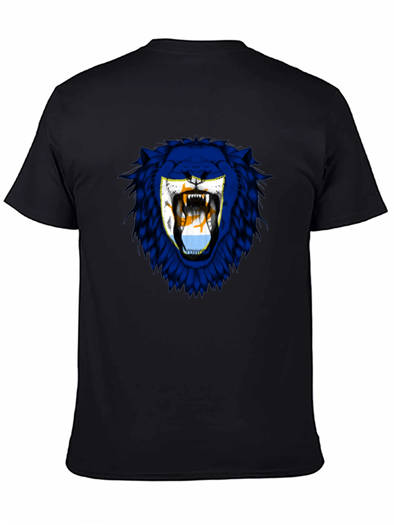 Black Lion Flag Graphic Tee - Men's Black T-Shirt view 4