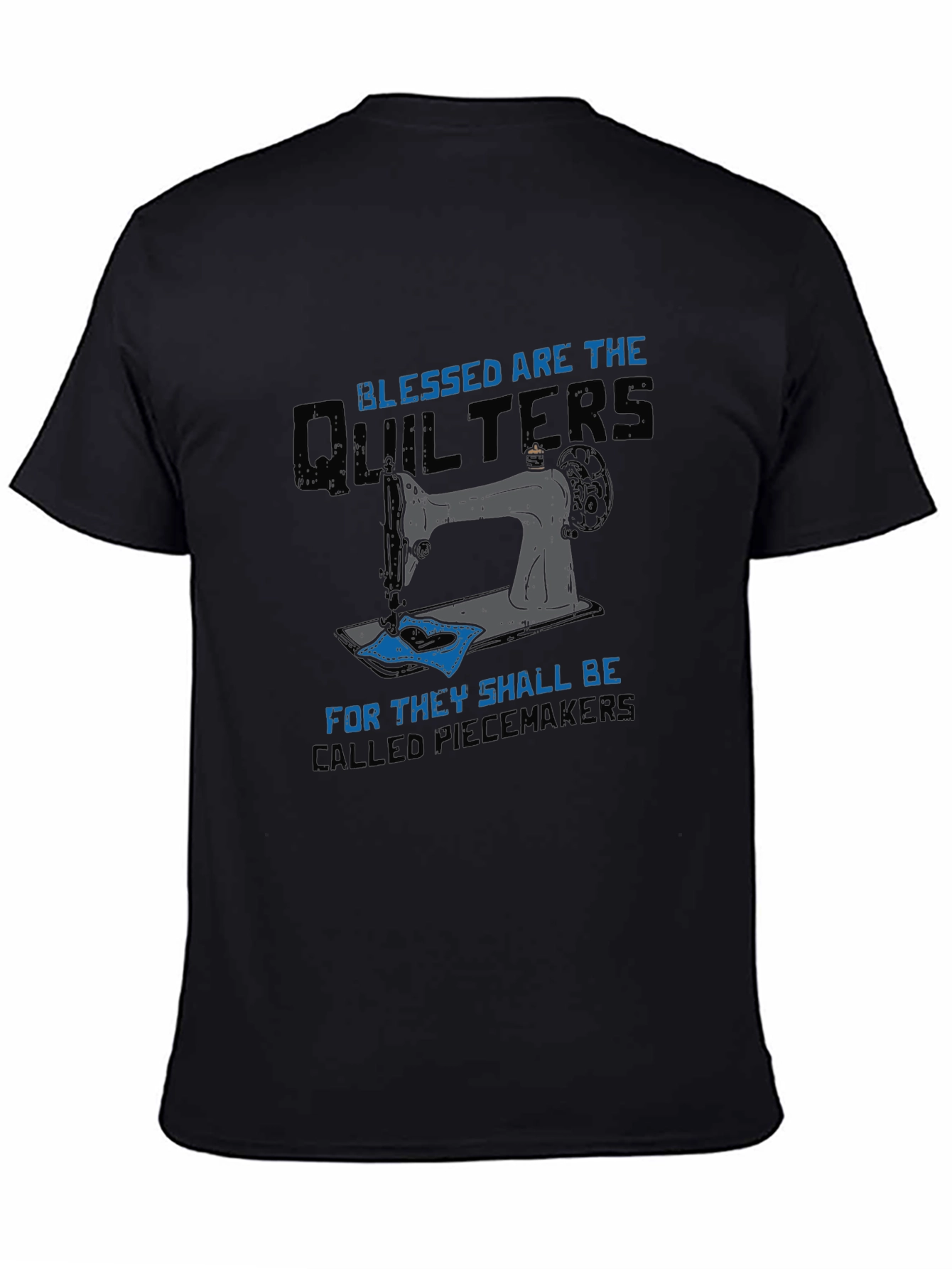 Black Blessed Quilters T-Shirt, Sewing Machine Tee view 4