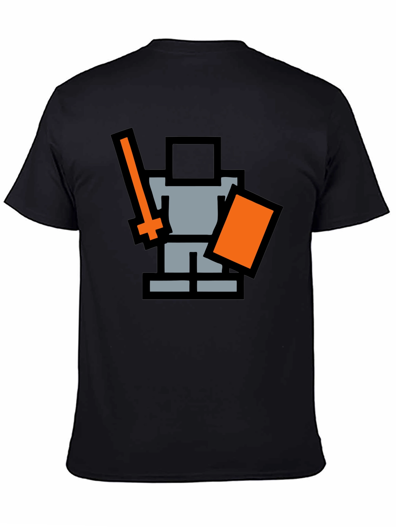 Black Pixel Knight Black T-Shirt - Retro Gaming Style view 4