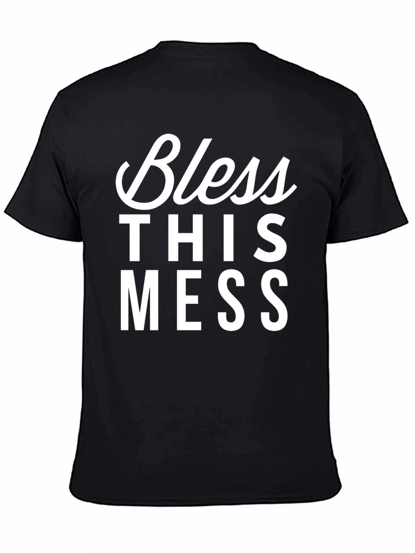 Black Bless This Mess Graphic Tee - Black Cotton Casual Shirt view 4