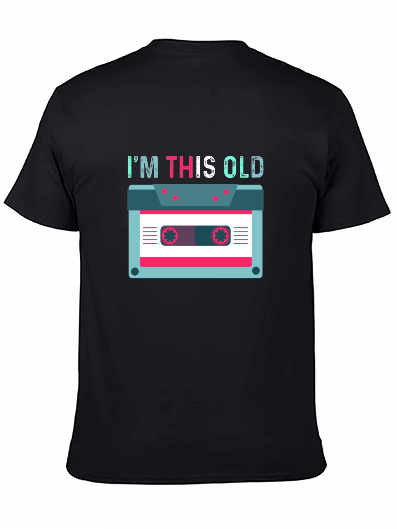 Black I'm This Old Cassette Tape T-Shirt view 4