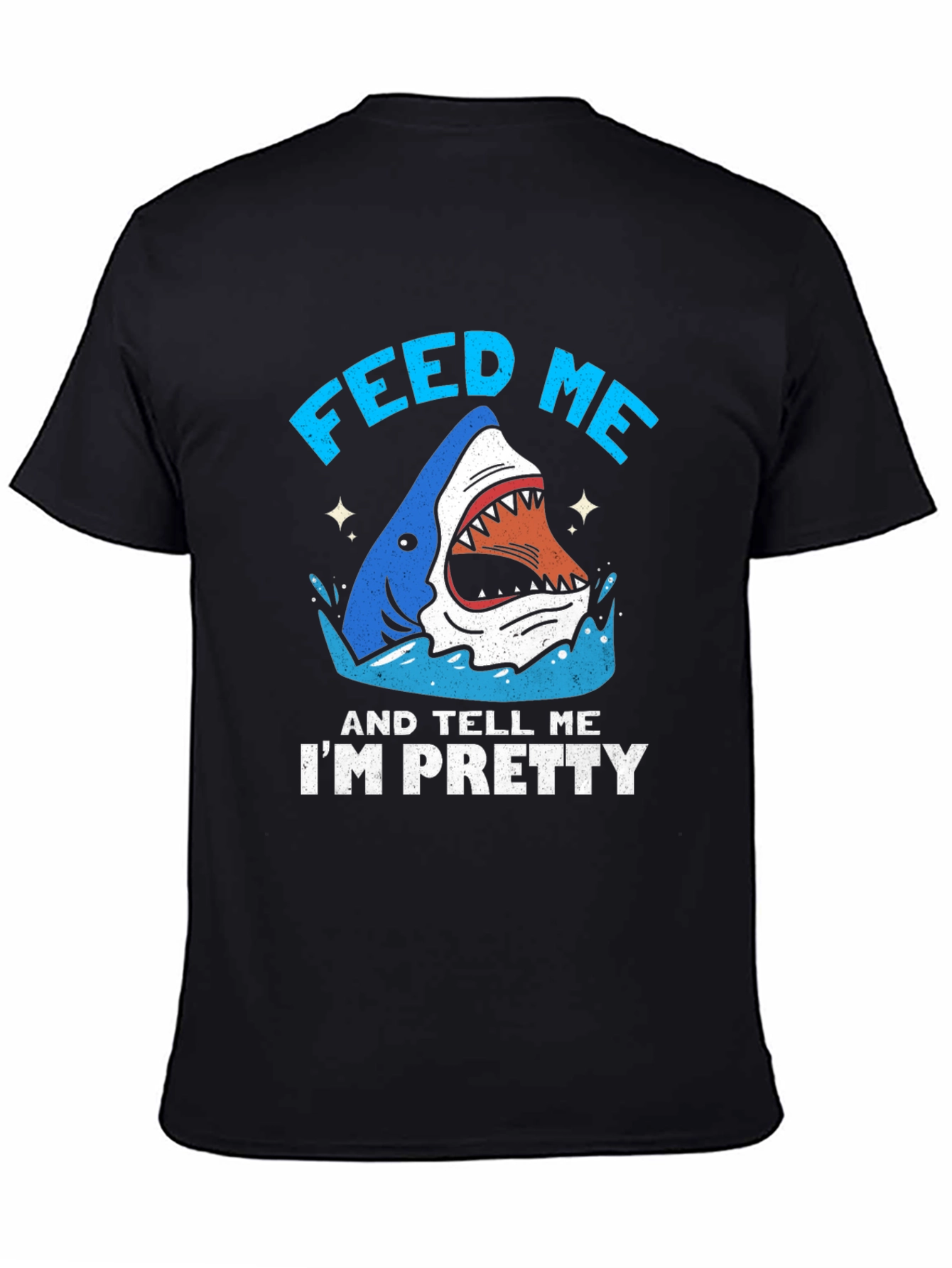 Black Feed Me & Tell Me I'm Pretty Shark Graphic T-Shirt view 4