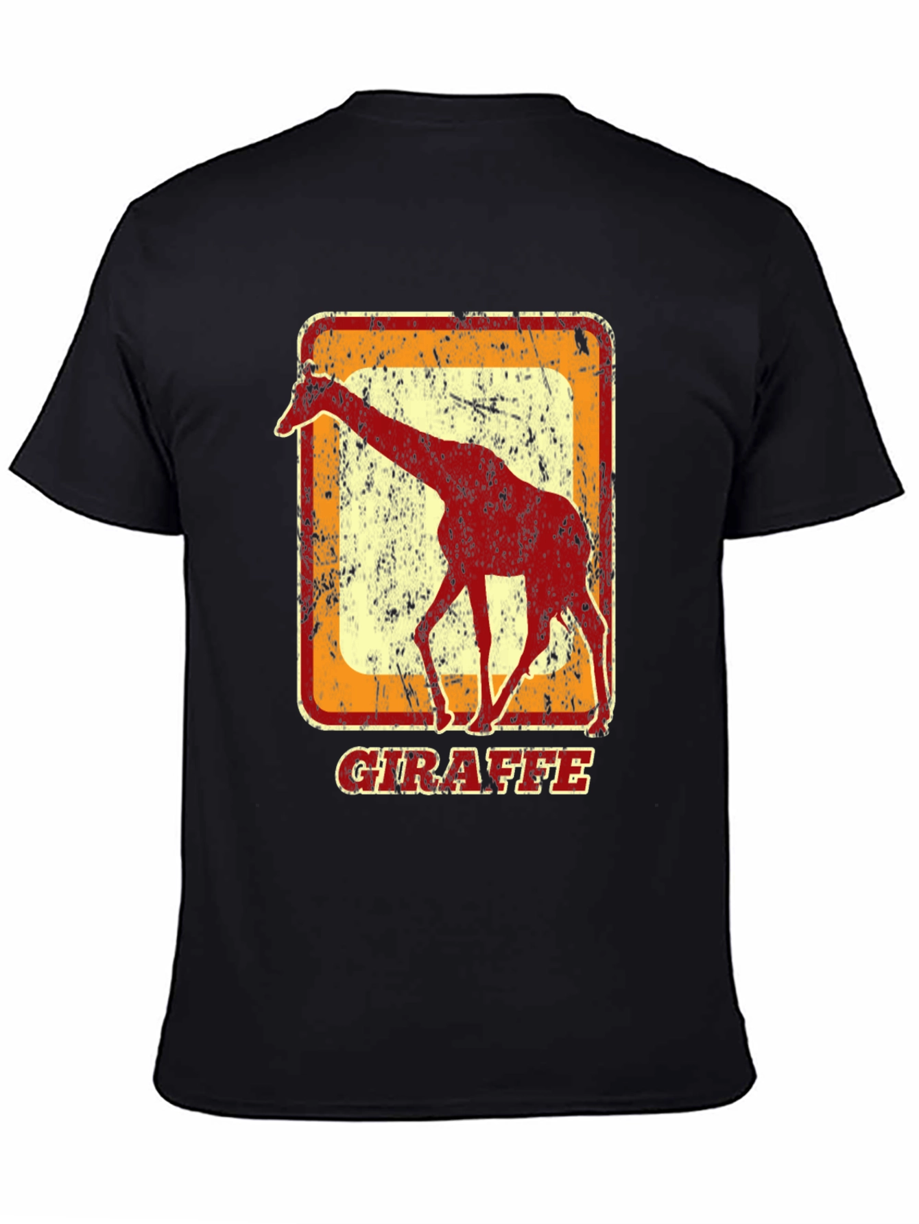 Black Vintage Giraffe Graphic T-Shirt - Cool Animal Tee view 4