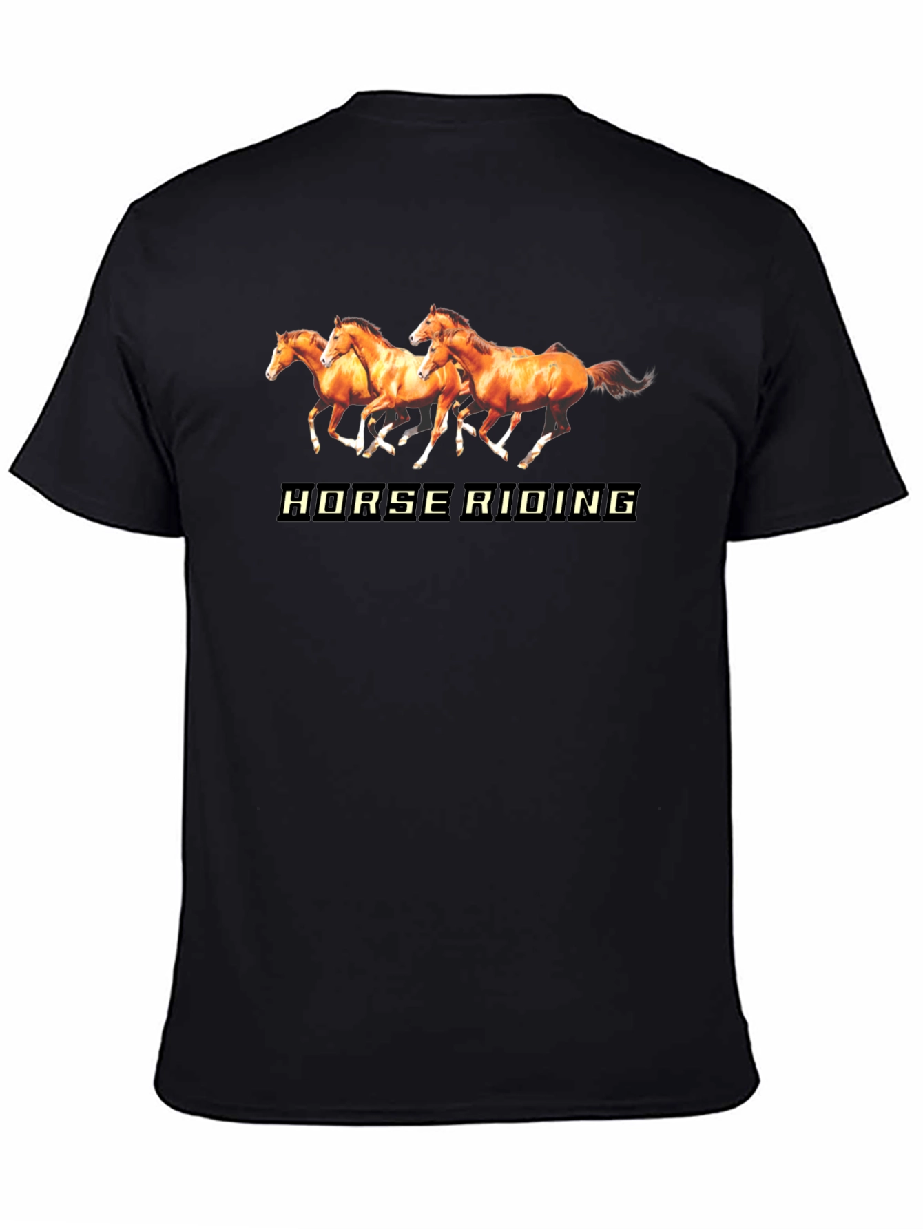 Black Horse Riding Graphic Print T-Shirt view 4