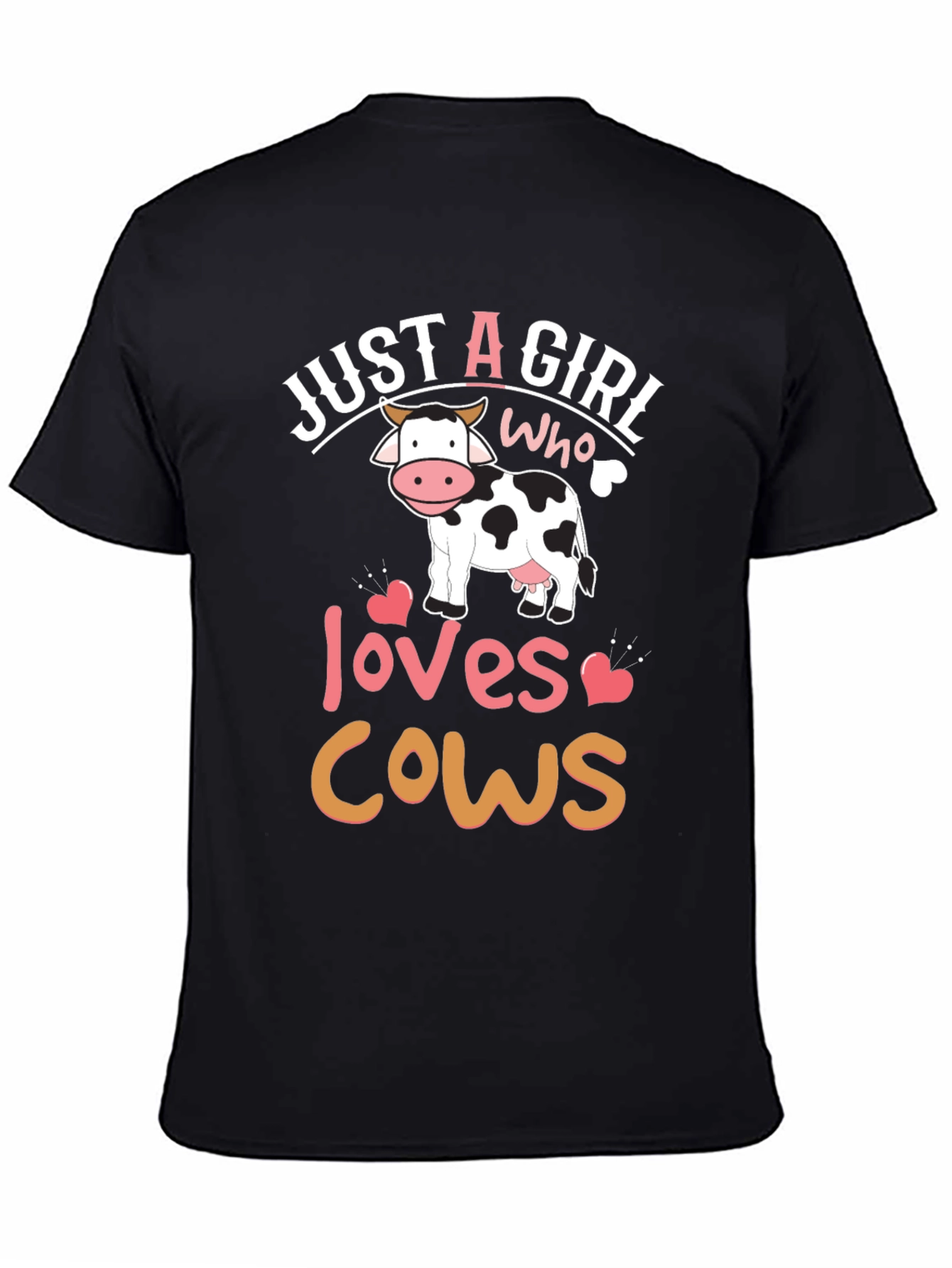 Black Just A Girl Who Loves Cows T-Shirt view 4