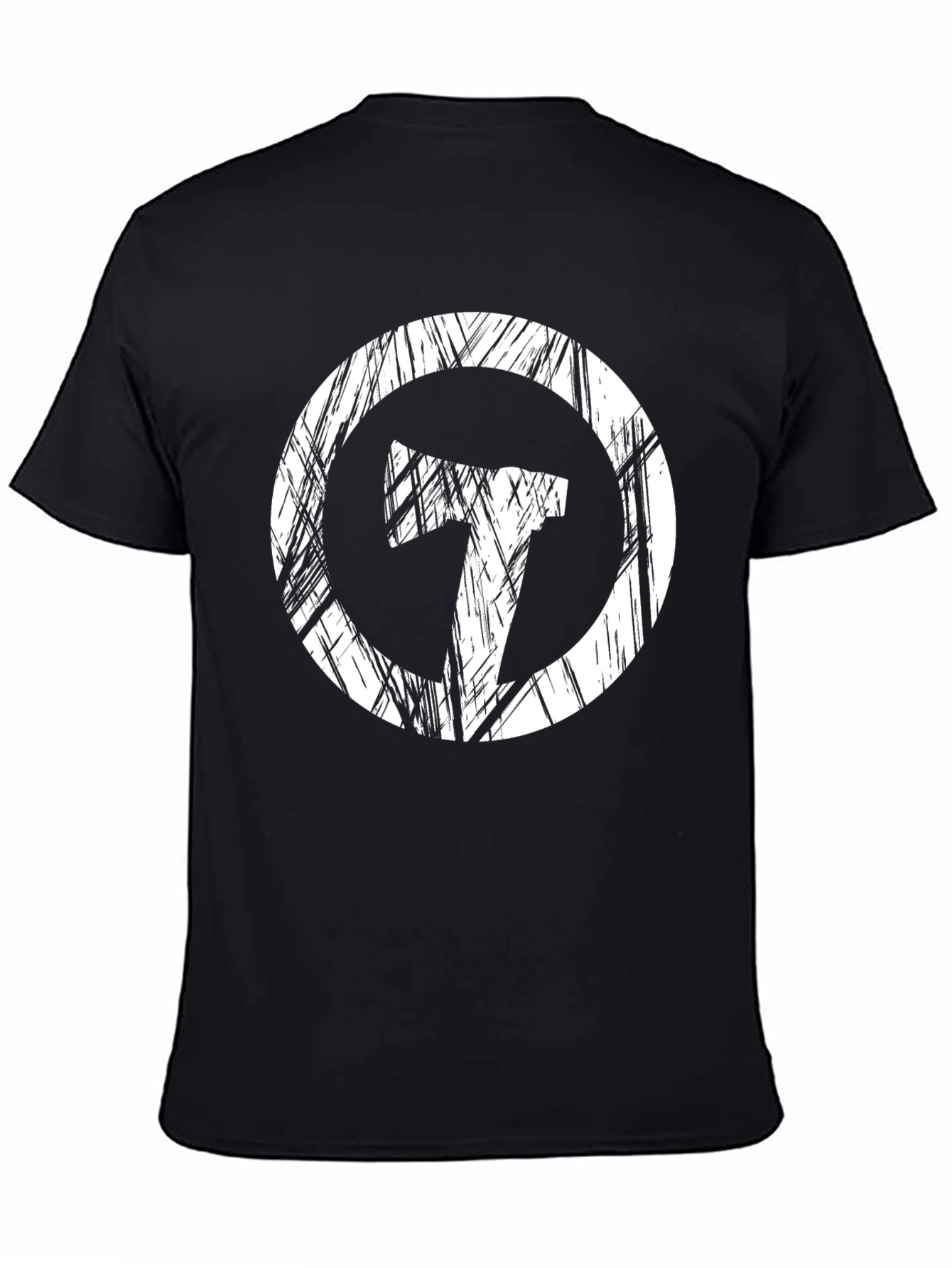 Black Distressed Circle Axe Graphic Black Tee Shirt view 4