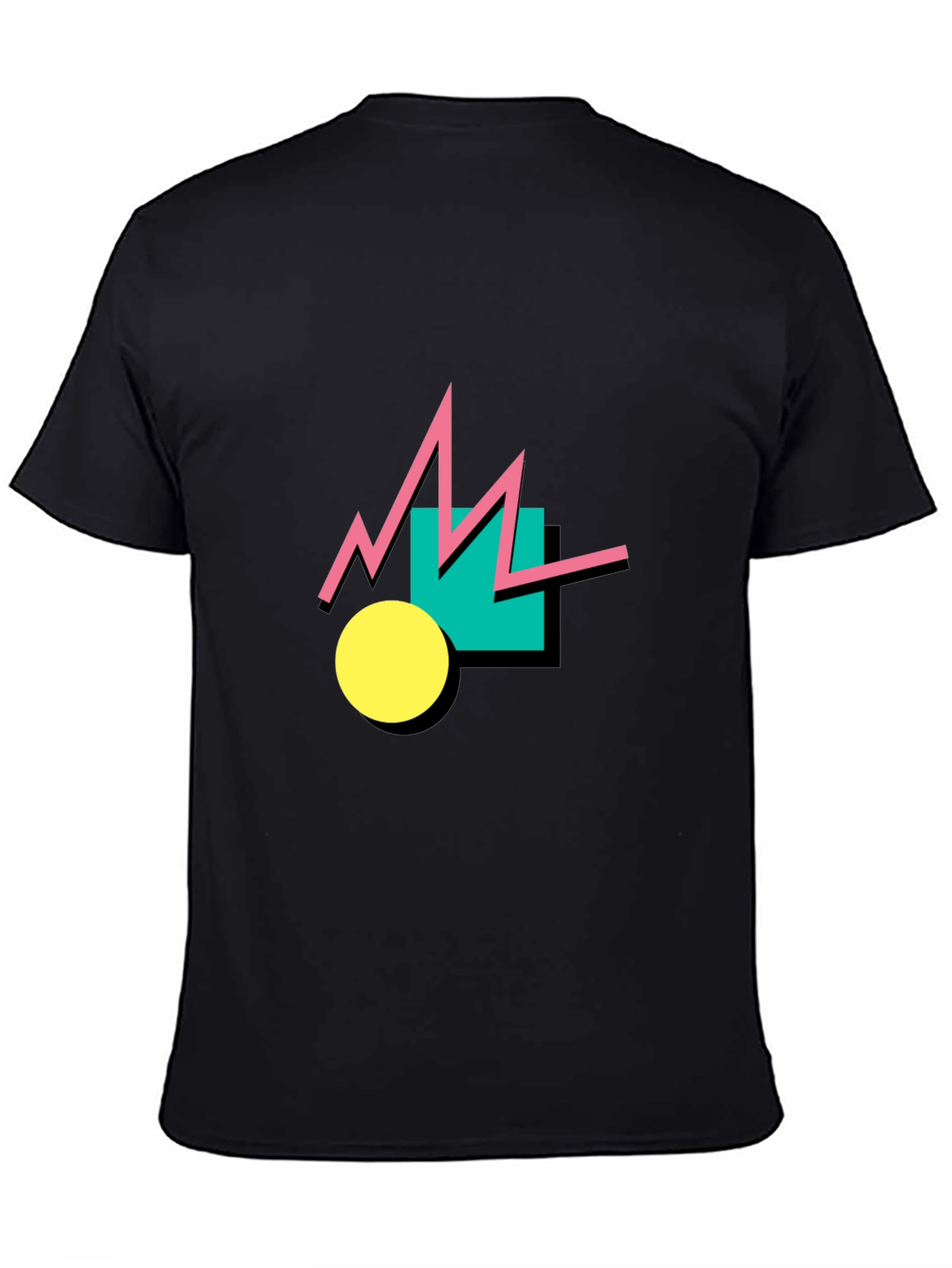 Black Retro Graphic Tee - Black Cotton T-Shirt view 4