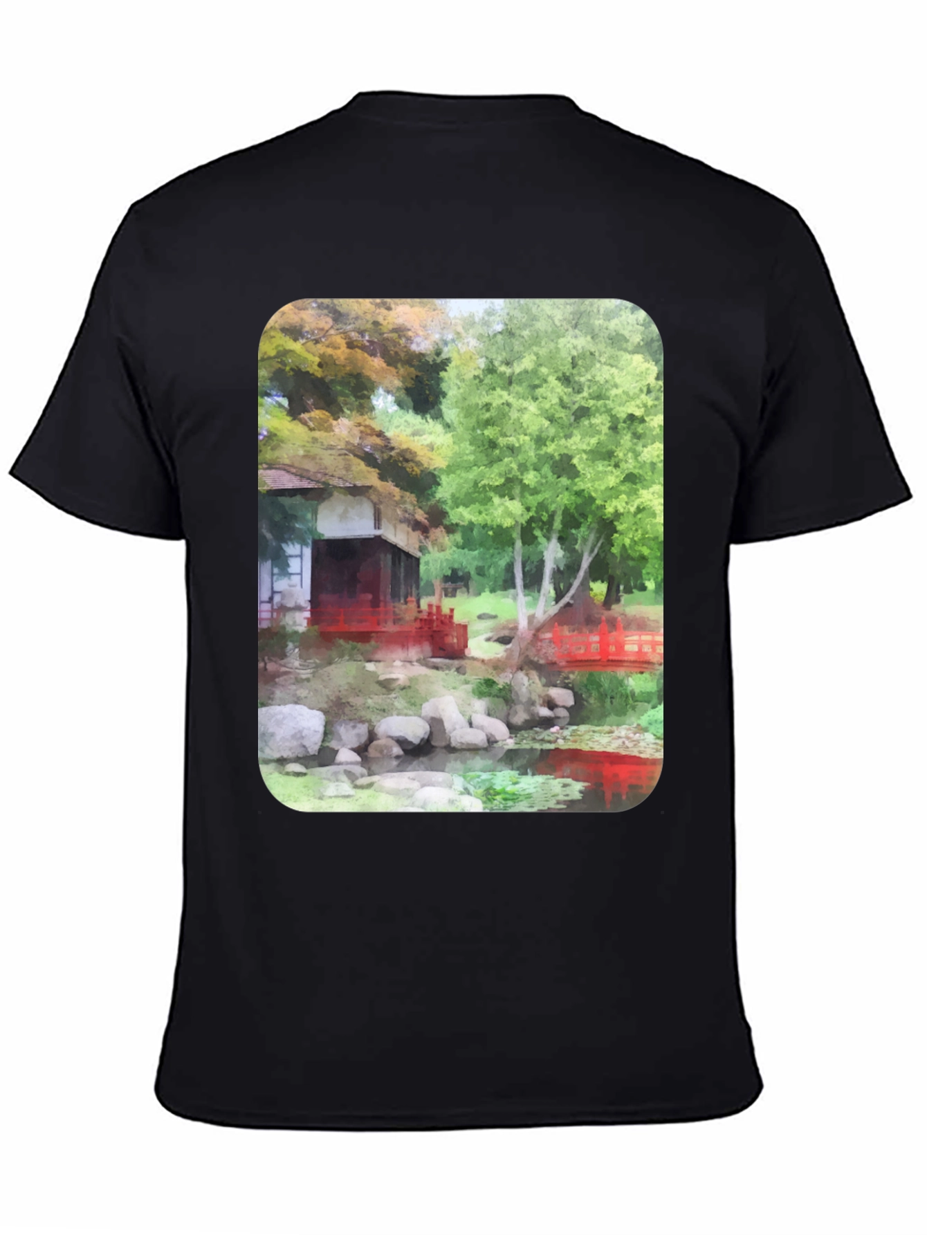 Black Zen Garden T-Shirt - Nature Inspired Graphic Tee view 4