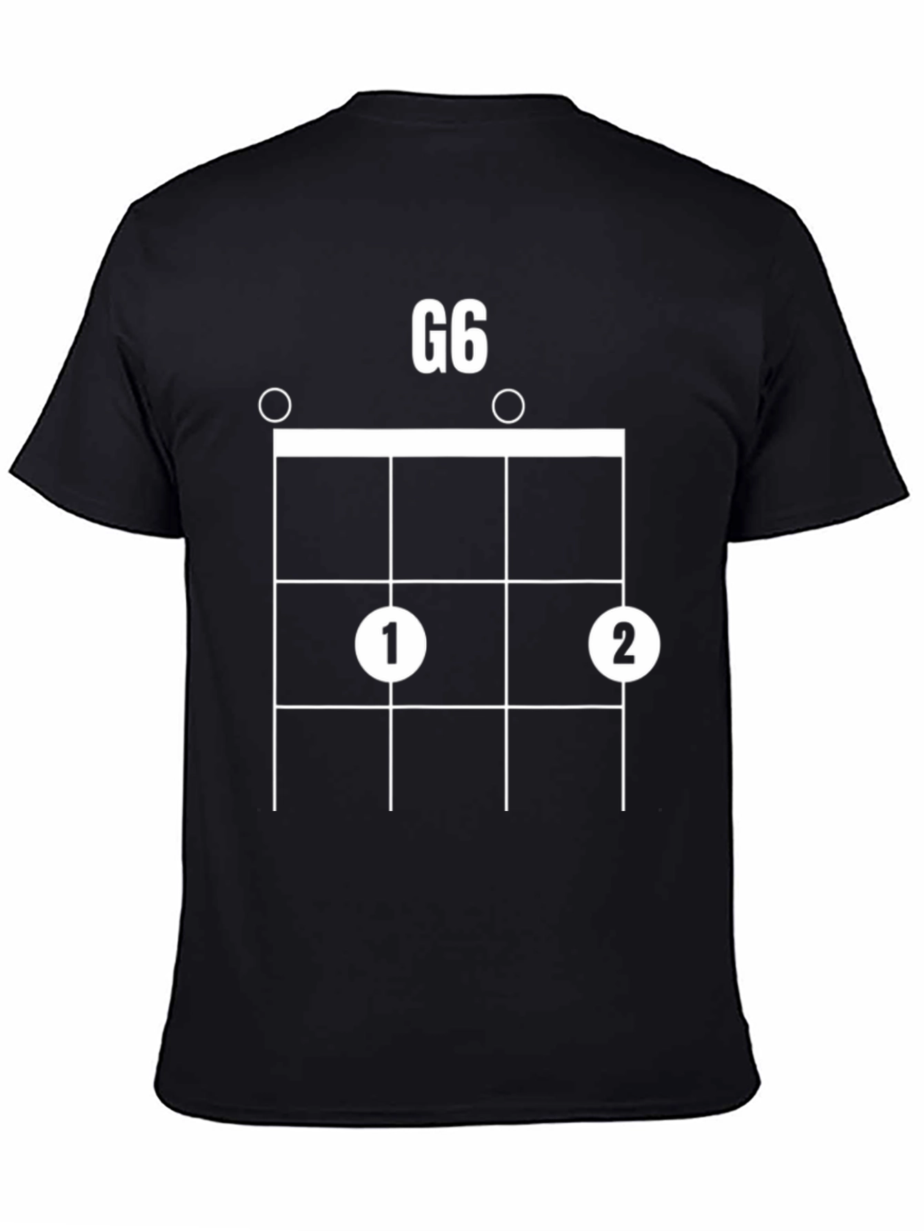 Black G6 Ukulele Chord T-Shirt - Music Lover Tee view 4