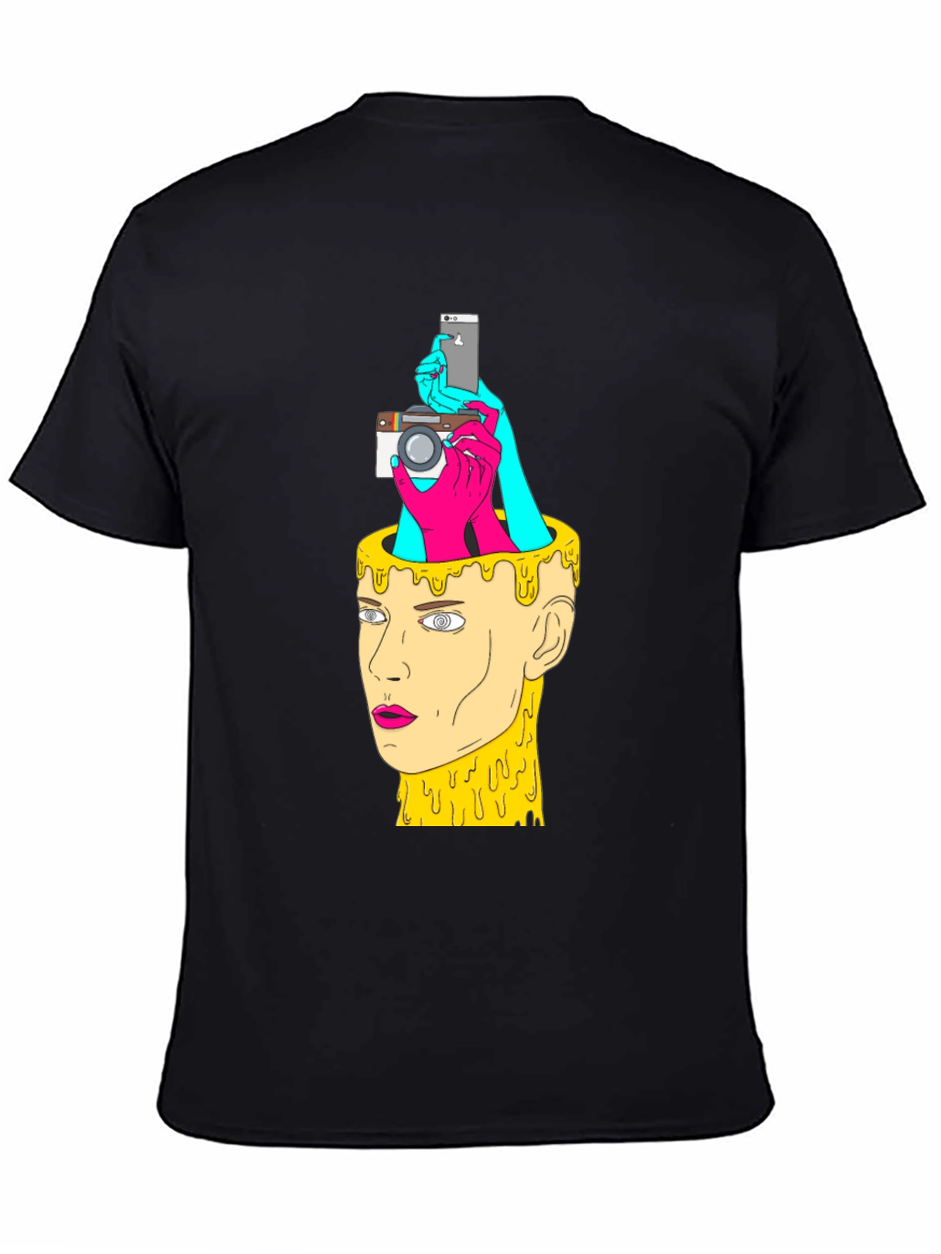 Black Creative Mind Graphic Tee - Black Cotton T-Shirt view 4