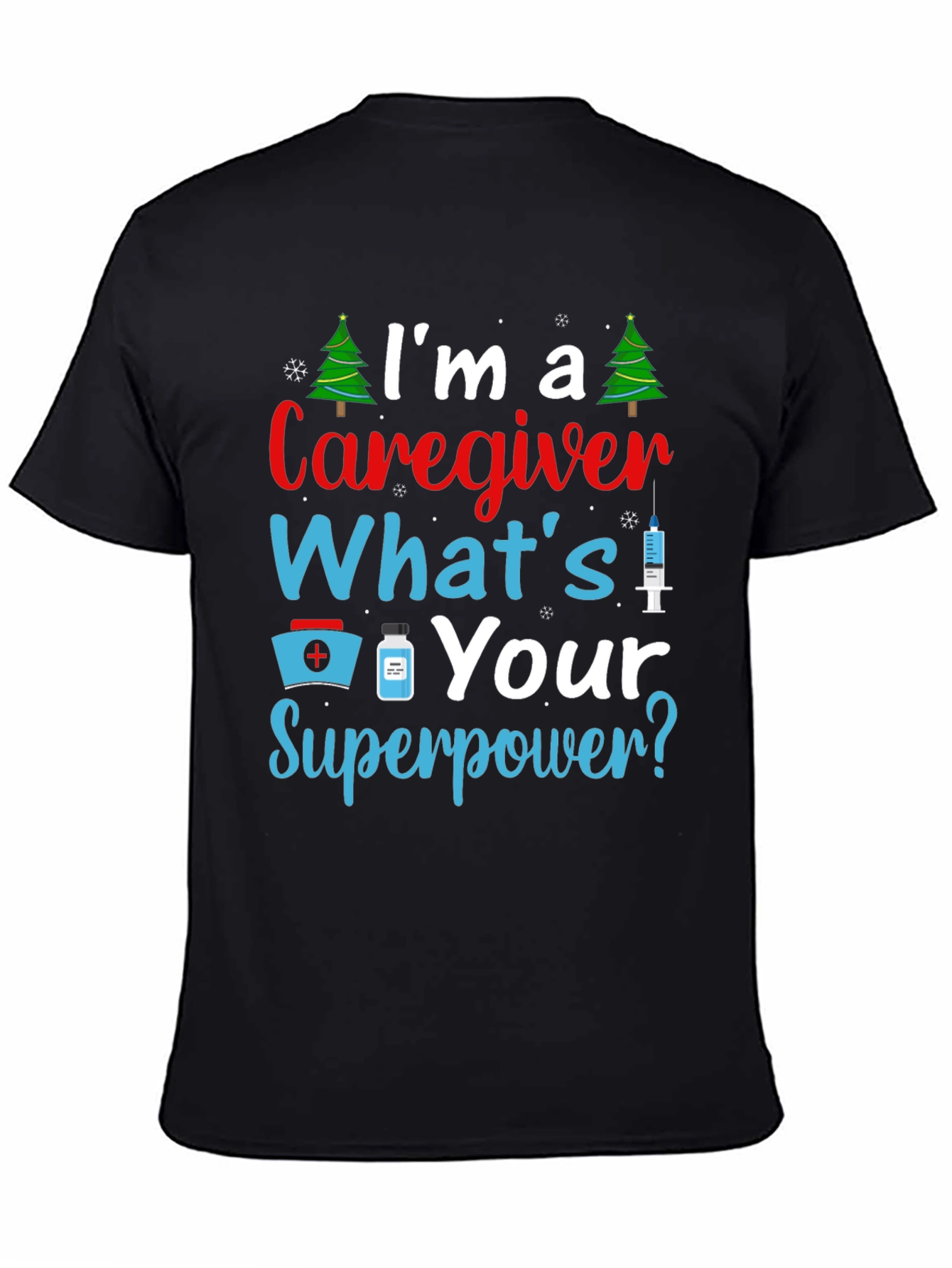 Black Caregiver Superpower Graphic Tee view 4