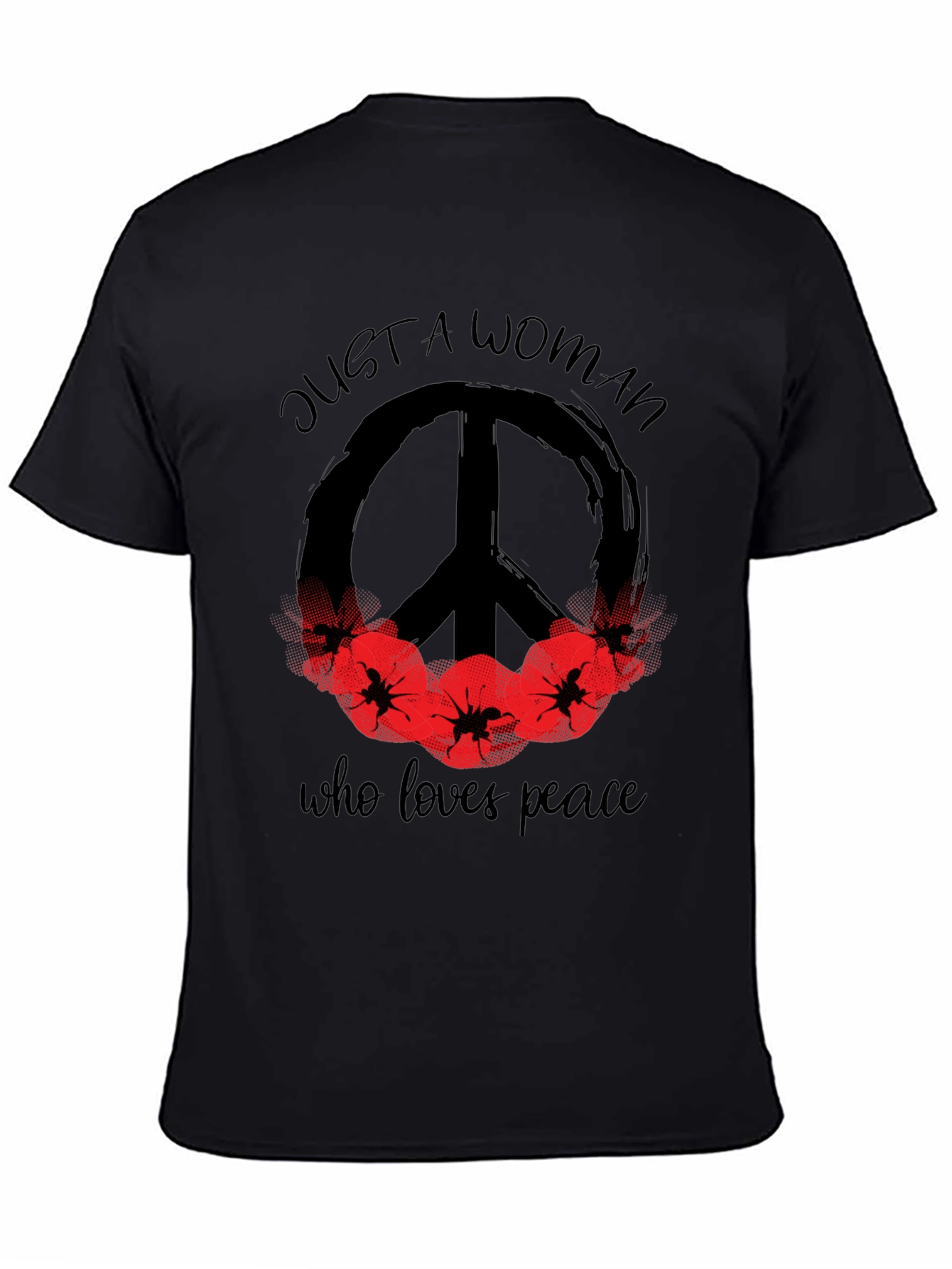Black Peace Loving Woman Graphic T-Shirt view 4