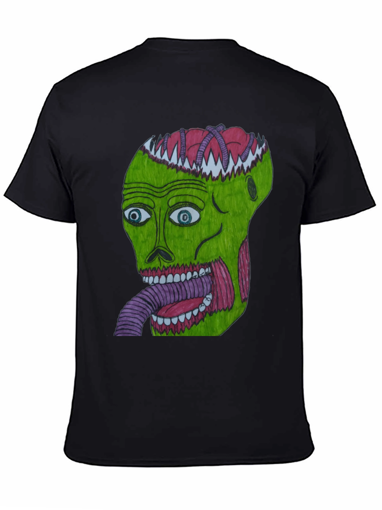 Black Grotesque Green Head Graphic T-Shirt view 4