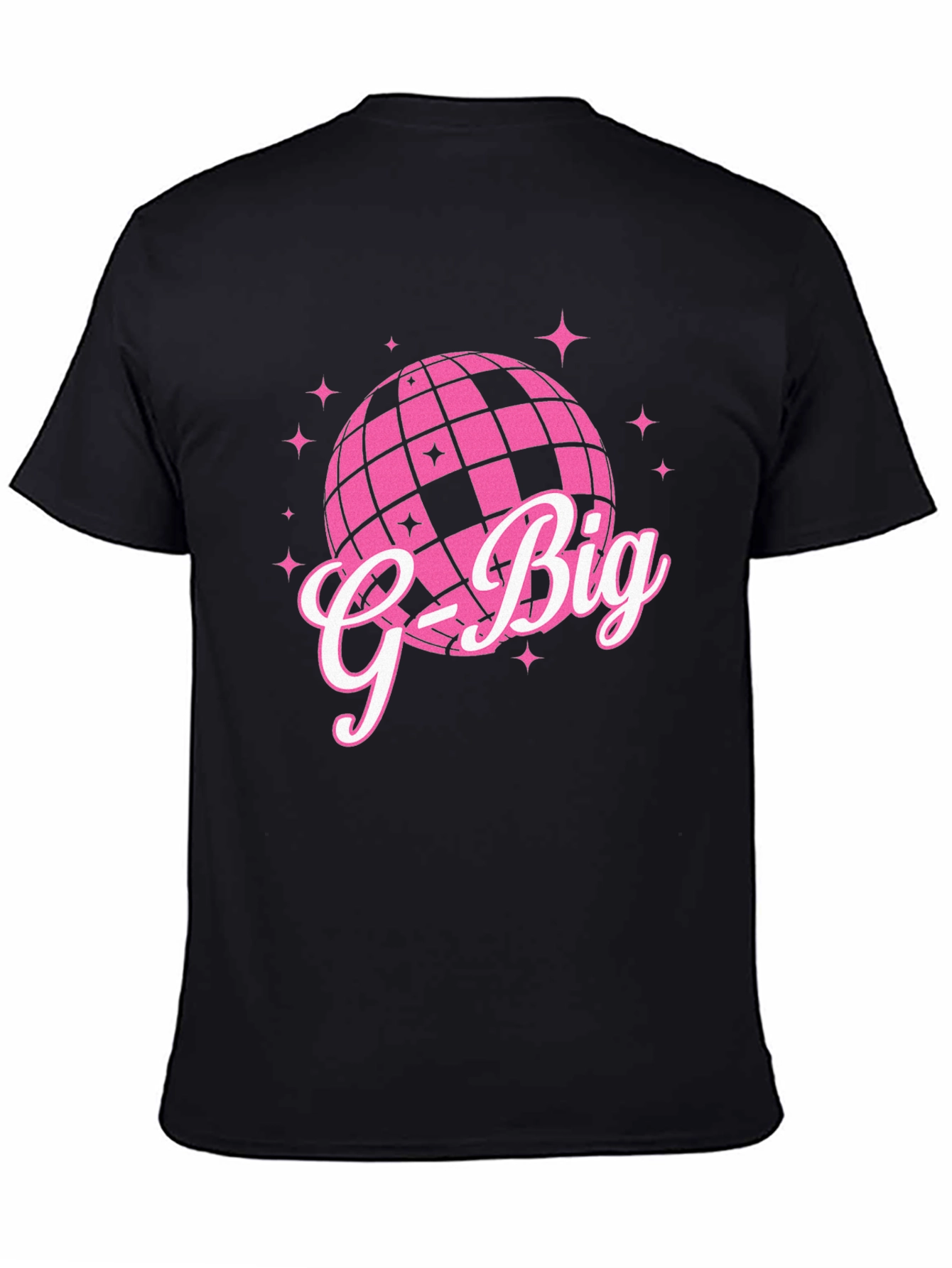 Black G-Big Pink Disco Ball Graphic T-Shirt view 4