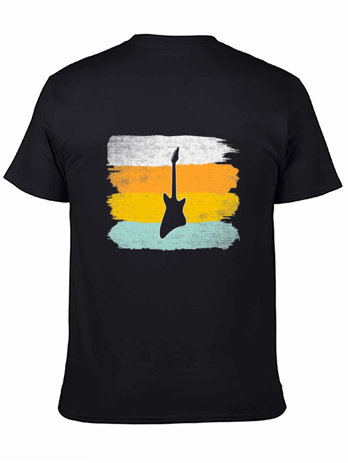 Black Retro Guitar T-Shirt - Black view 4