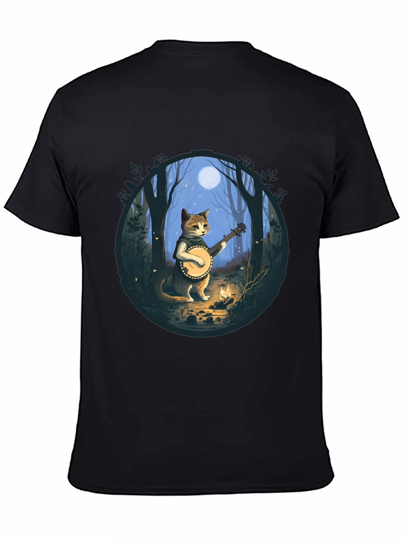 Black Cat Banjo Player Graphic Tee view 4