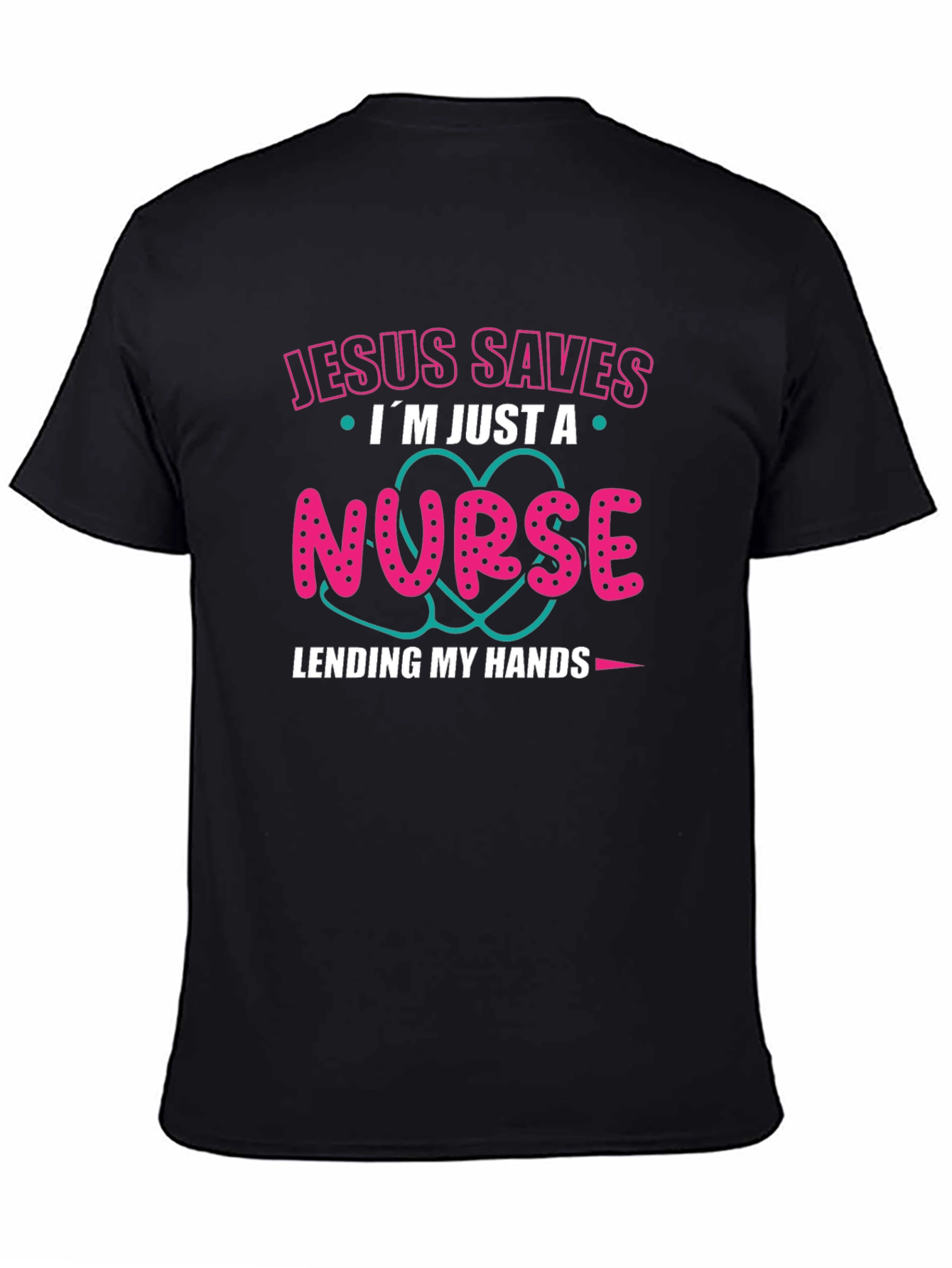Black Jesus Saves I'm Just a Nurse T-Shirt view 4
