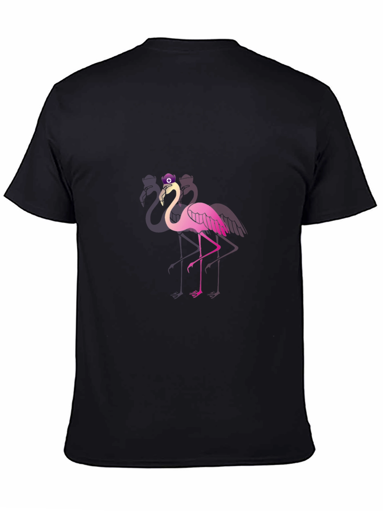 Black Funky Flamingo T-Shirt - Black Cotton Blend view 4