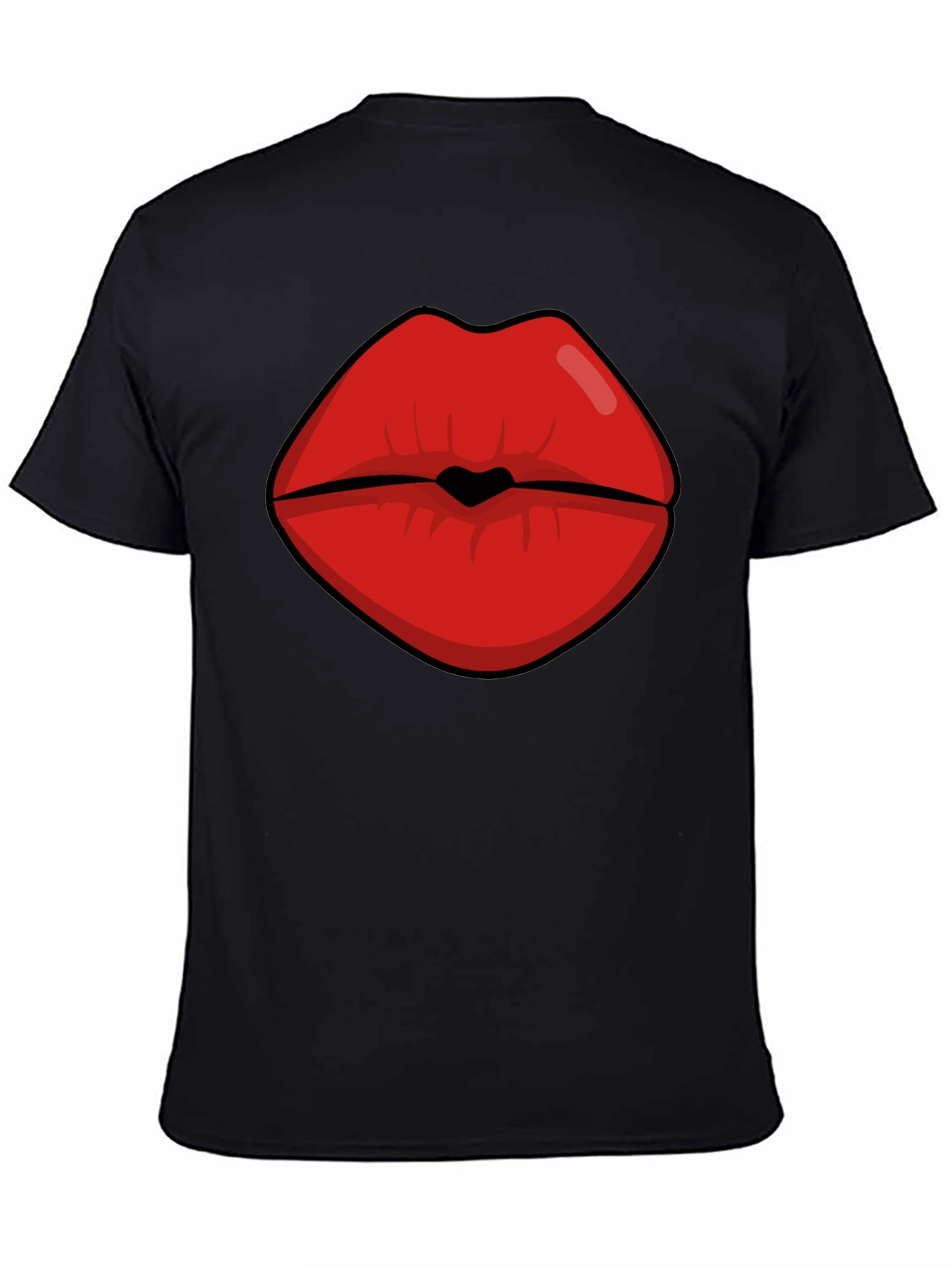 Black Bold Lips Graphic Tee - Black Cotton Blend view 4