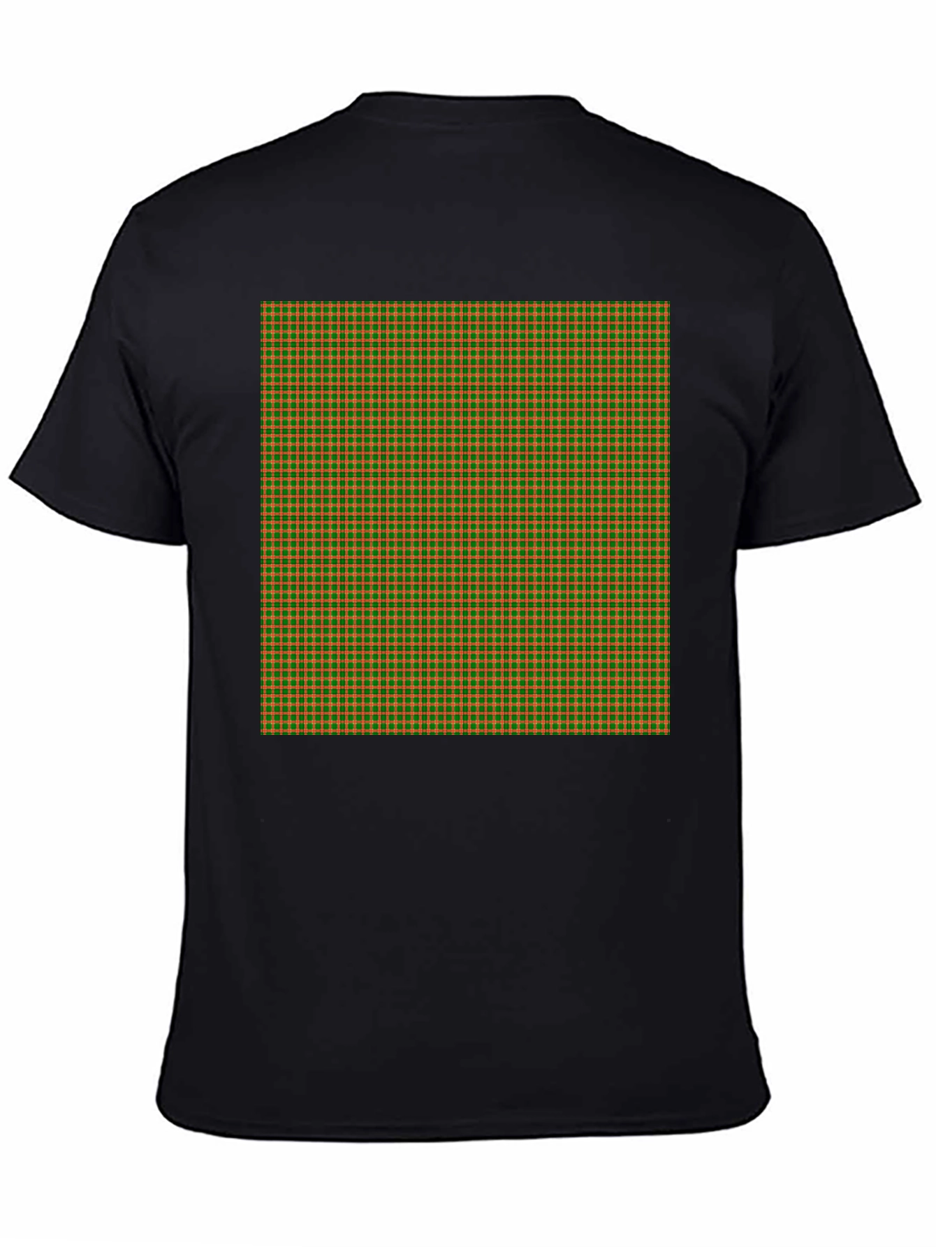 Black Retro Plaid Print Black T-Shirt view 4