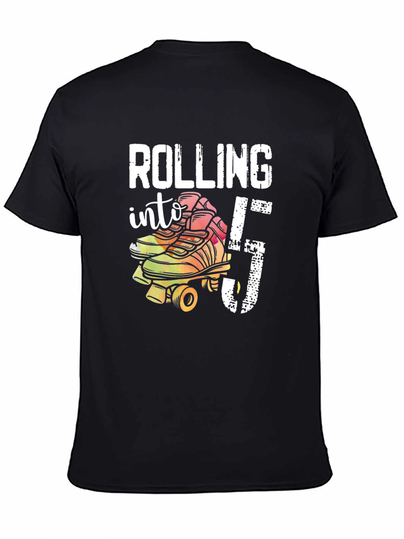 Black Rolling Into 5th Birthday T-Shirt view 4