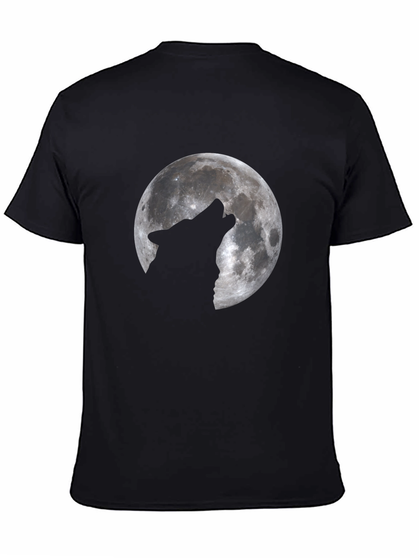 Black Wolf Moon Graphic T-Shirt - Black Cotton Tee view 4