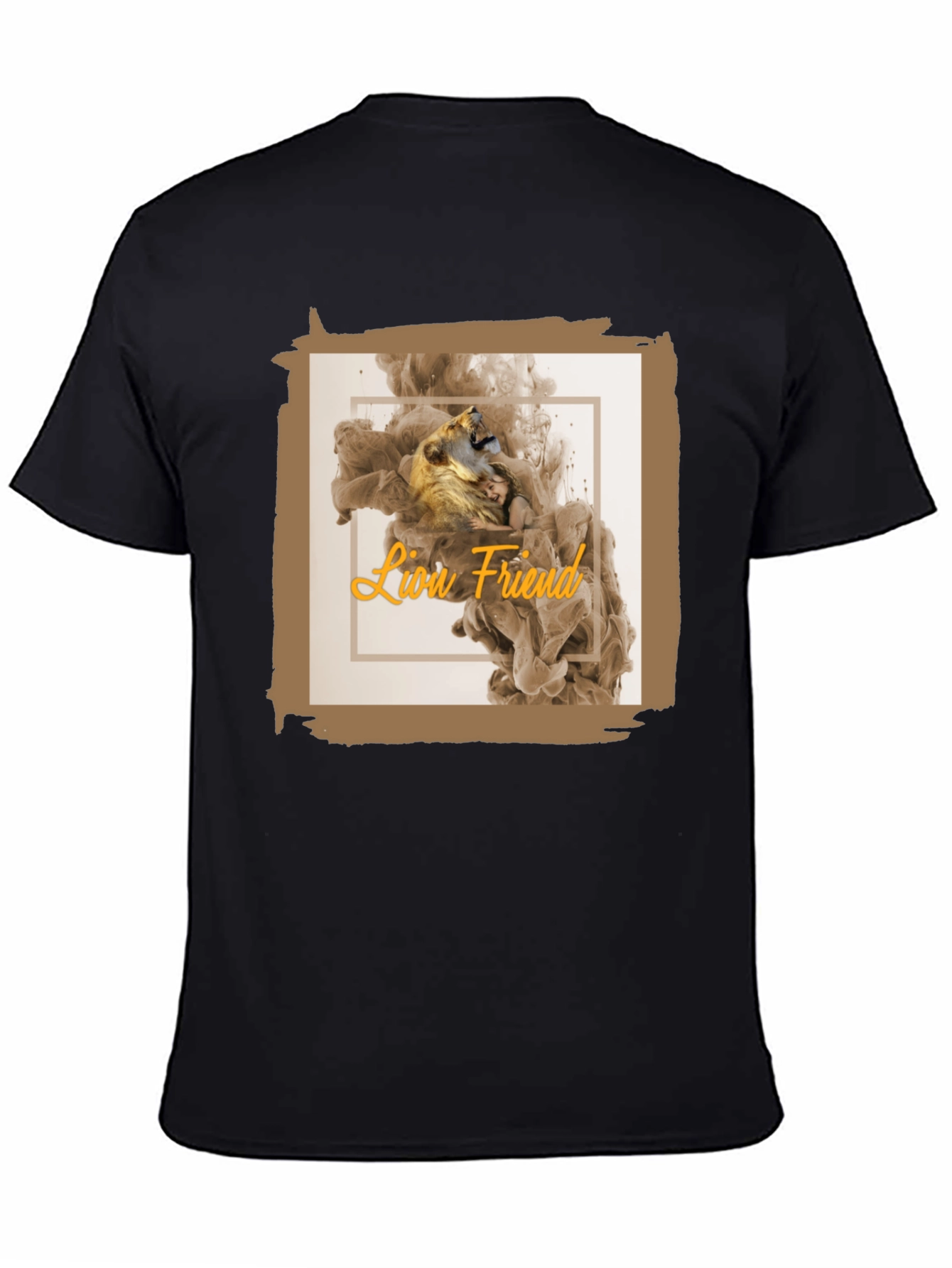 Black Lion Friend Graphic T-Shirt - Men's Black Tee view 4